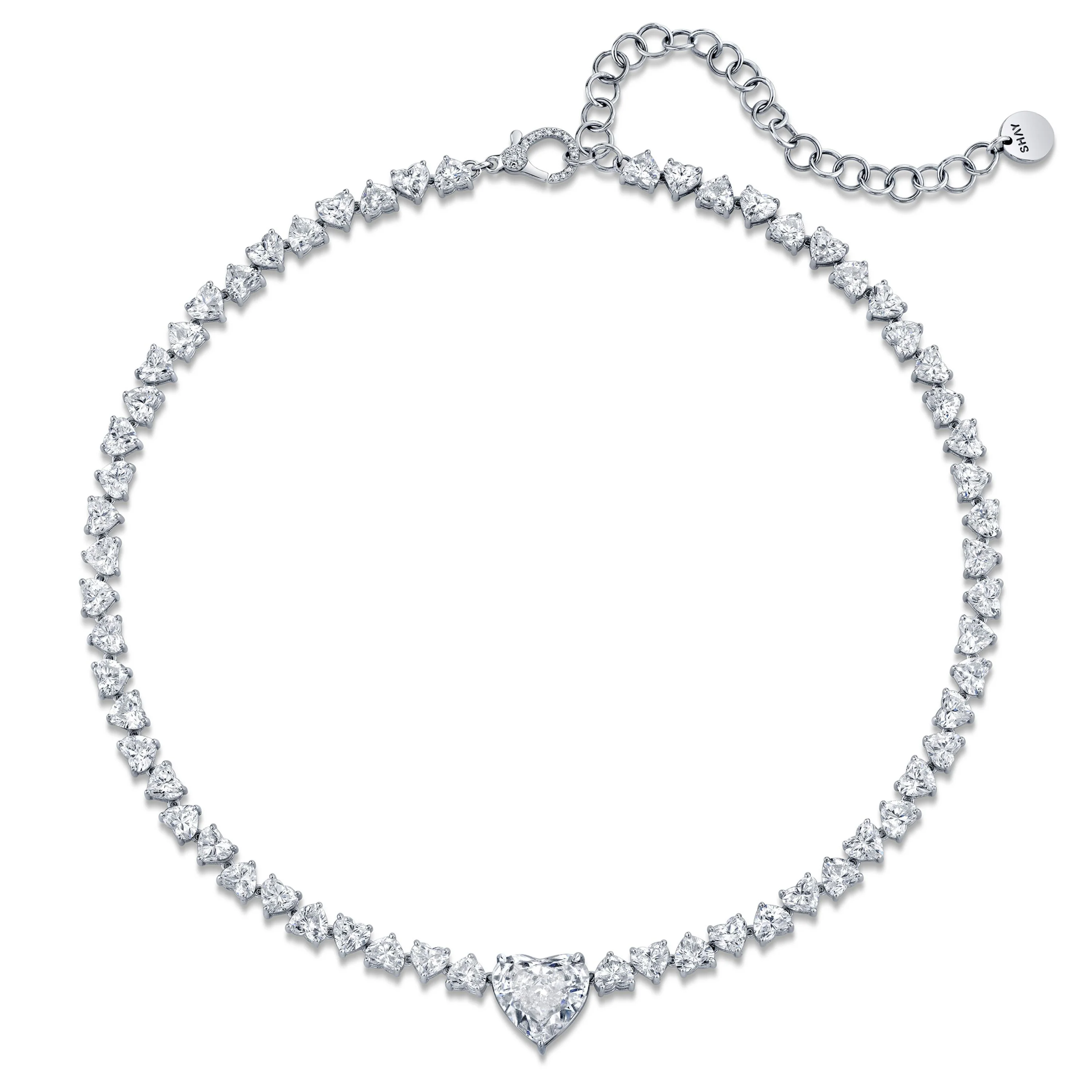 DIAMOND HEART CENTER TENNIS NECKLACE - Image 3