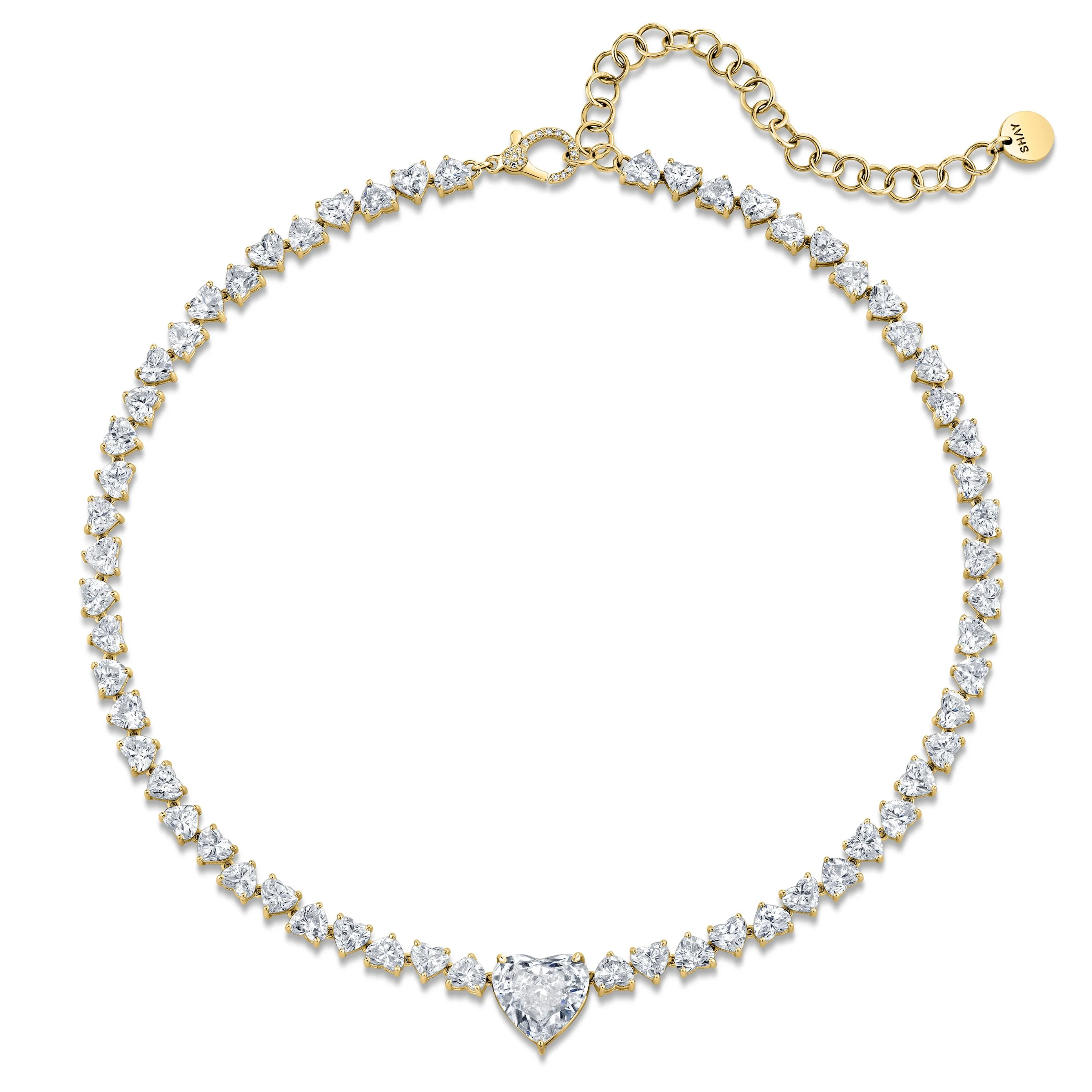 DIAMOND HEART CENTER TENNIS NECKLACE - Image 4