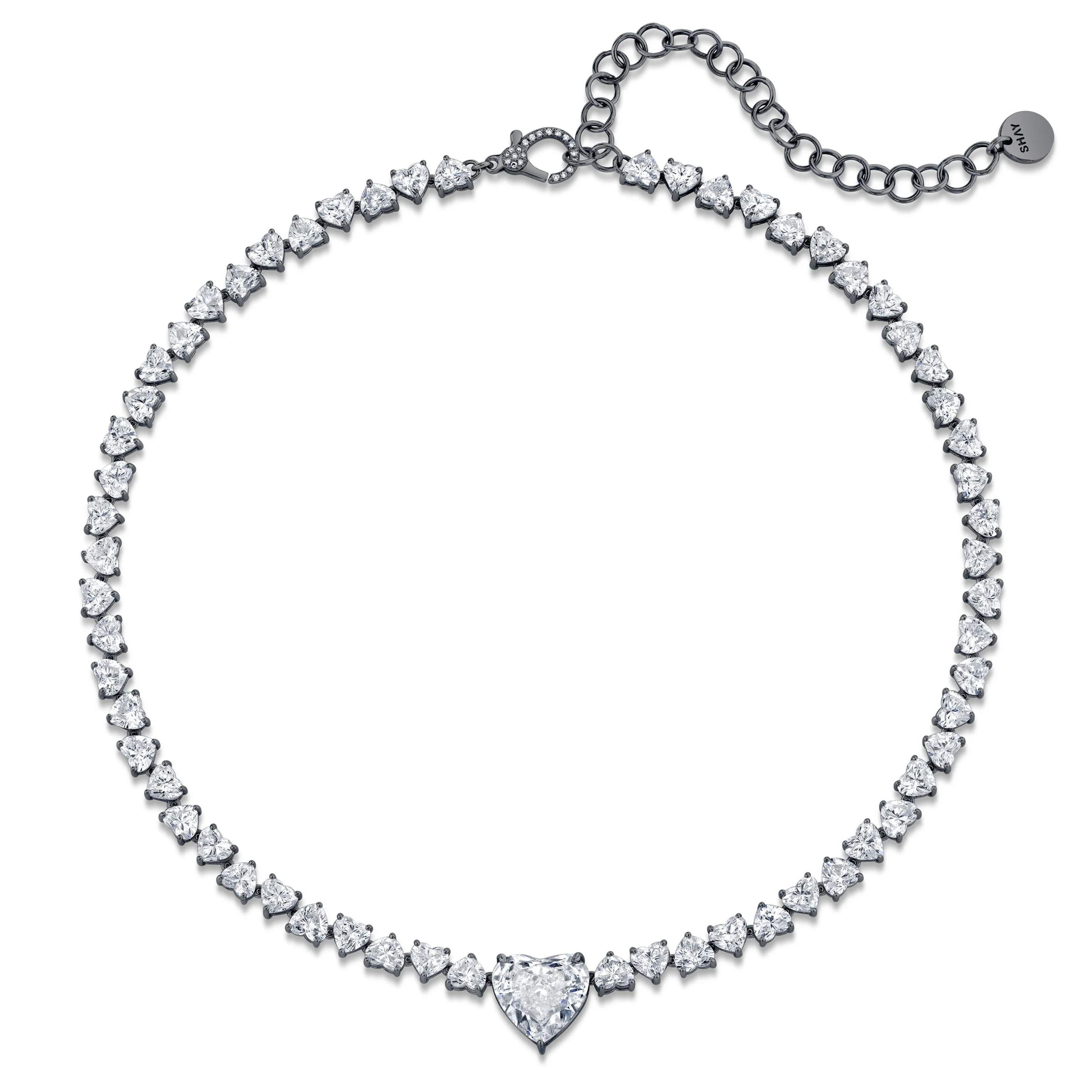 DIAMOND HEART CENTER TENNIS NECKLACE - Image 5