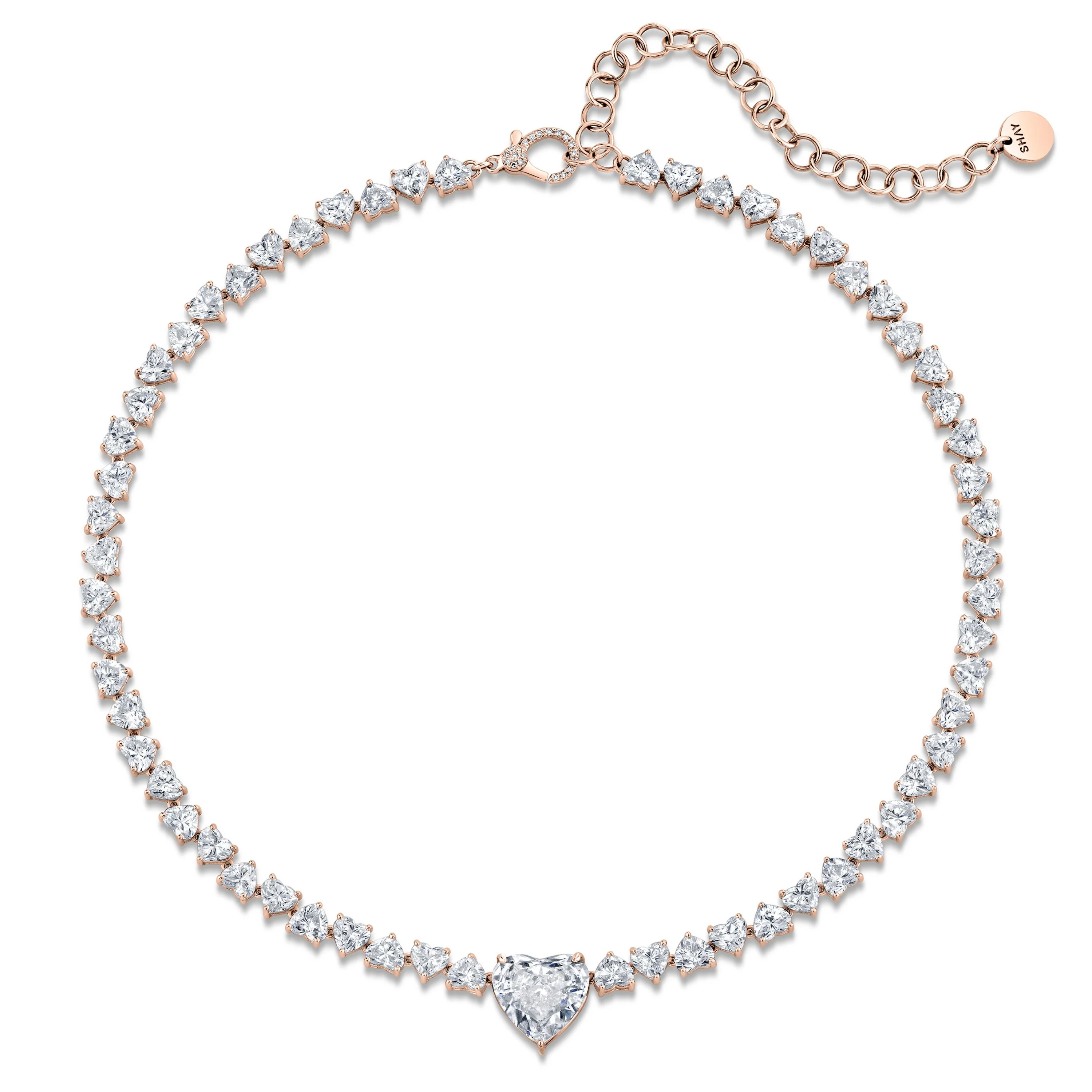 DIAMOND HEART CENTER TENNIS NECKLACE - Image 6