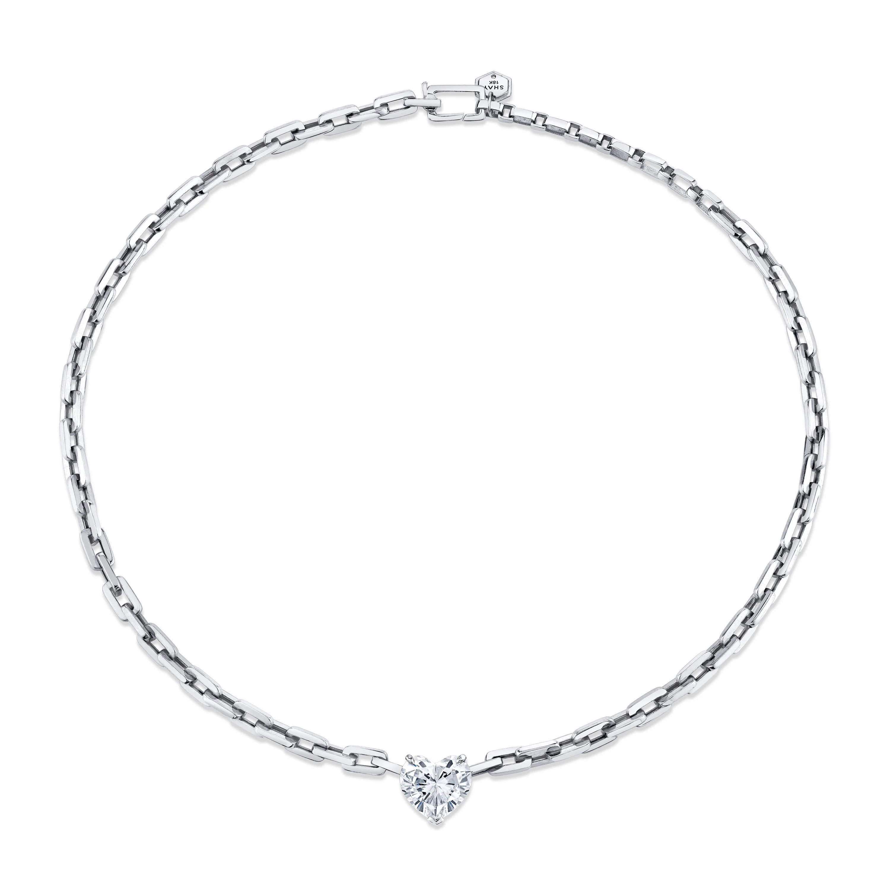 DIAMOND HEART DECO LINK NECKLACE - Image 3