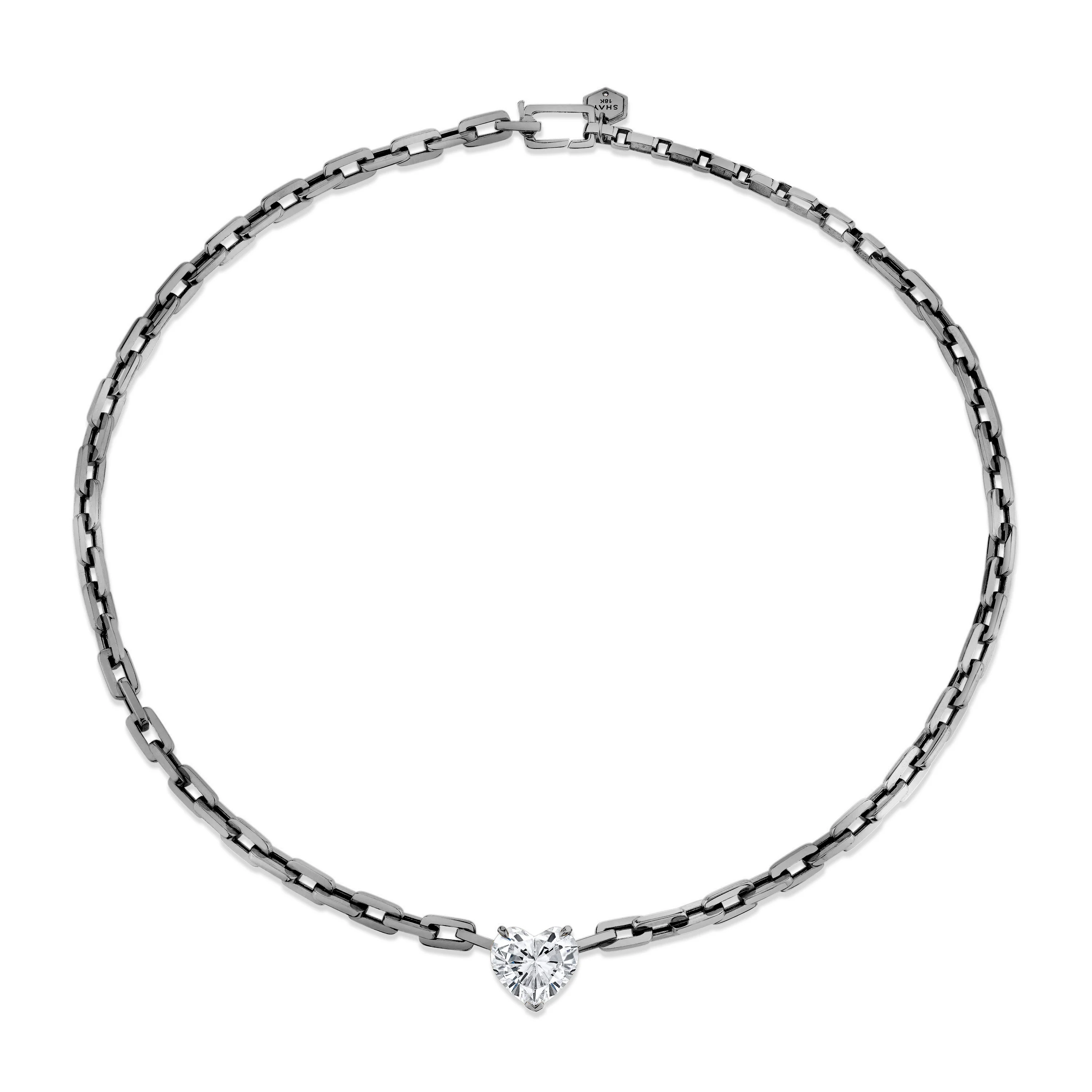 DIAMOND HEART DECO LINK NECKLACE - Image 5