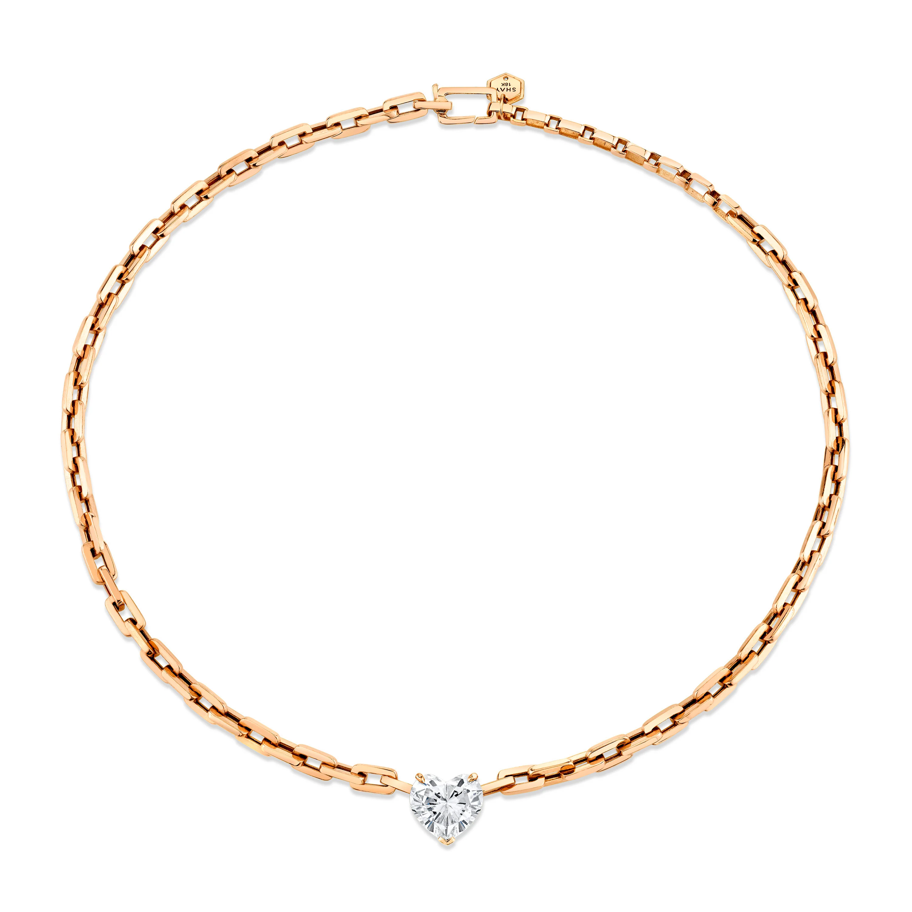 DIAMOND HEART DECO LINK NECKLACE - Image 6