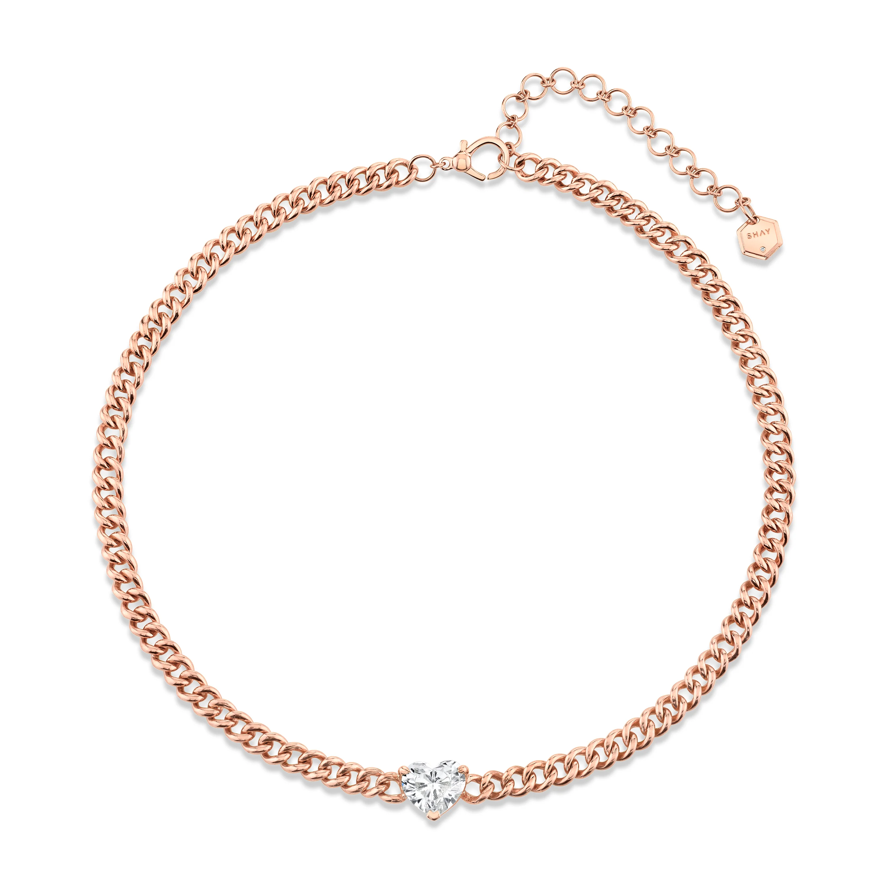 DIAMOND HEART MINI LINK NECKLACE - Image 4