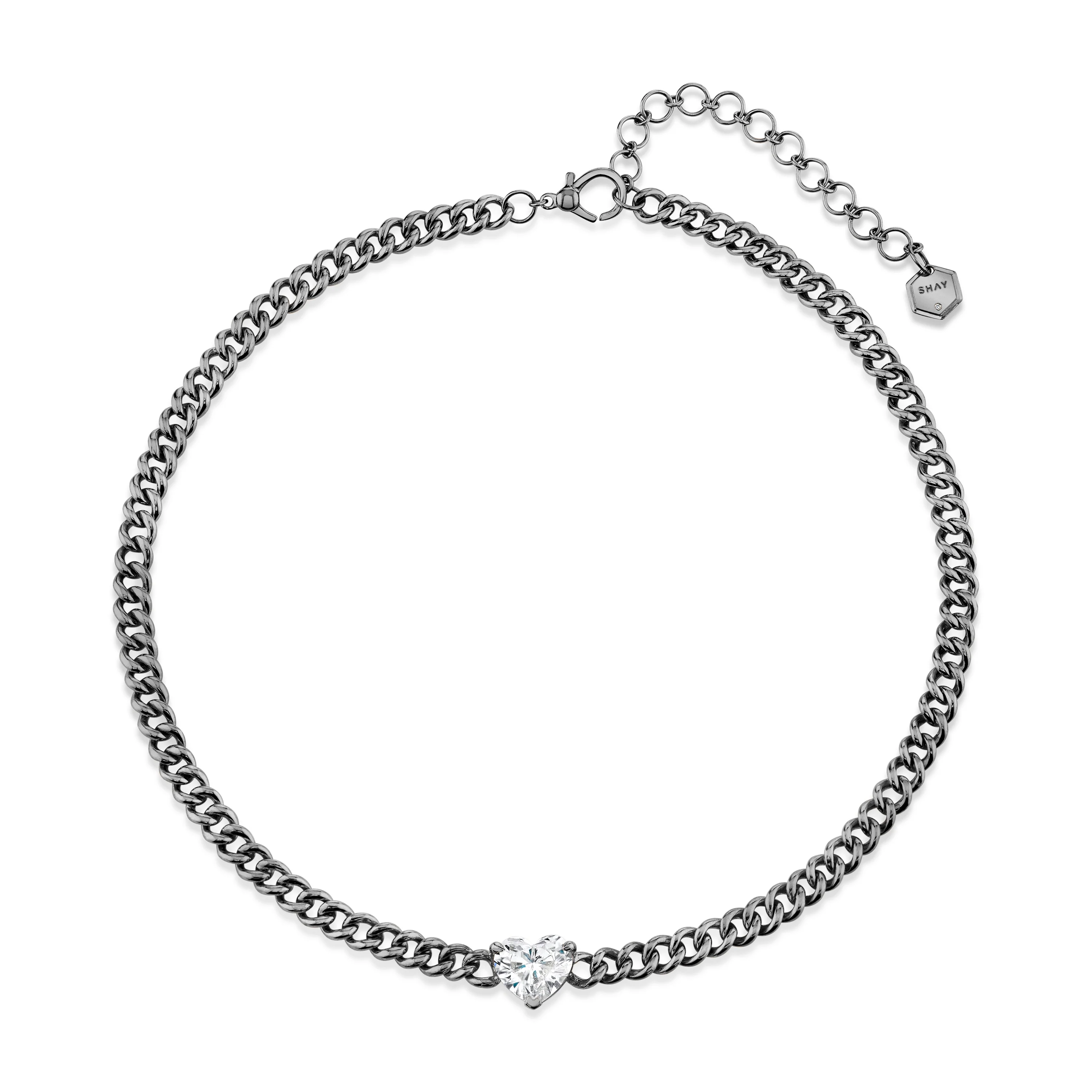 DIAMOND HEART MINI LINK NECKLACE - Image 5