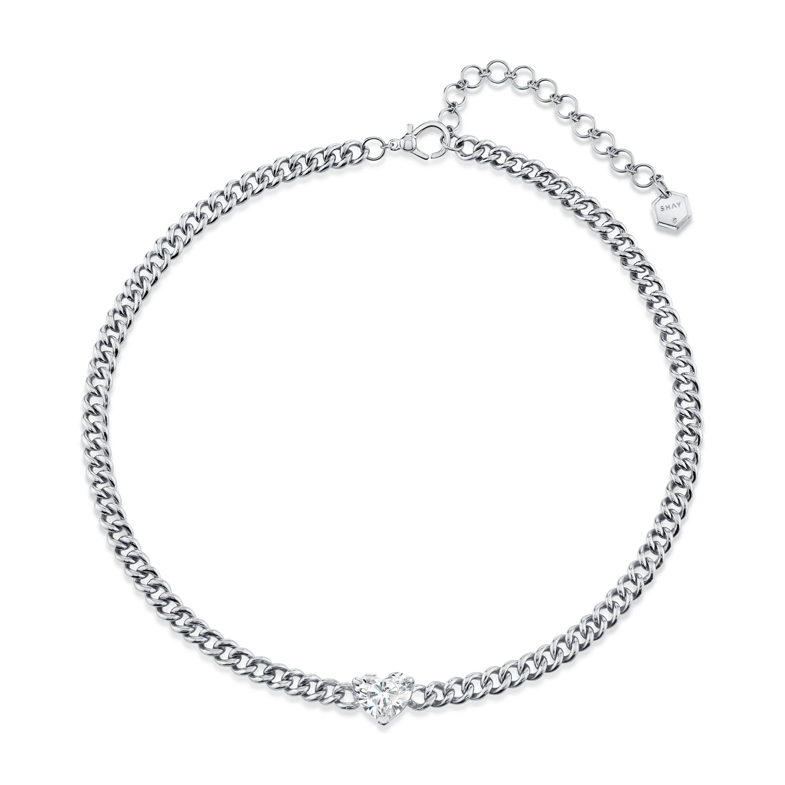 DIAMOND HEART MINI LINK NECKLACE - Image 6