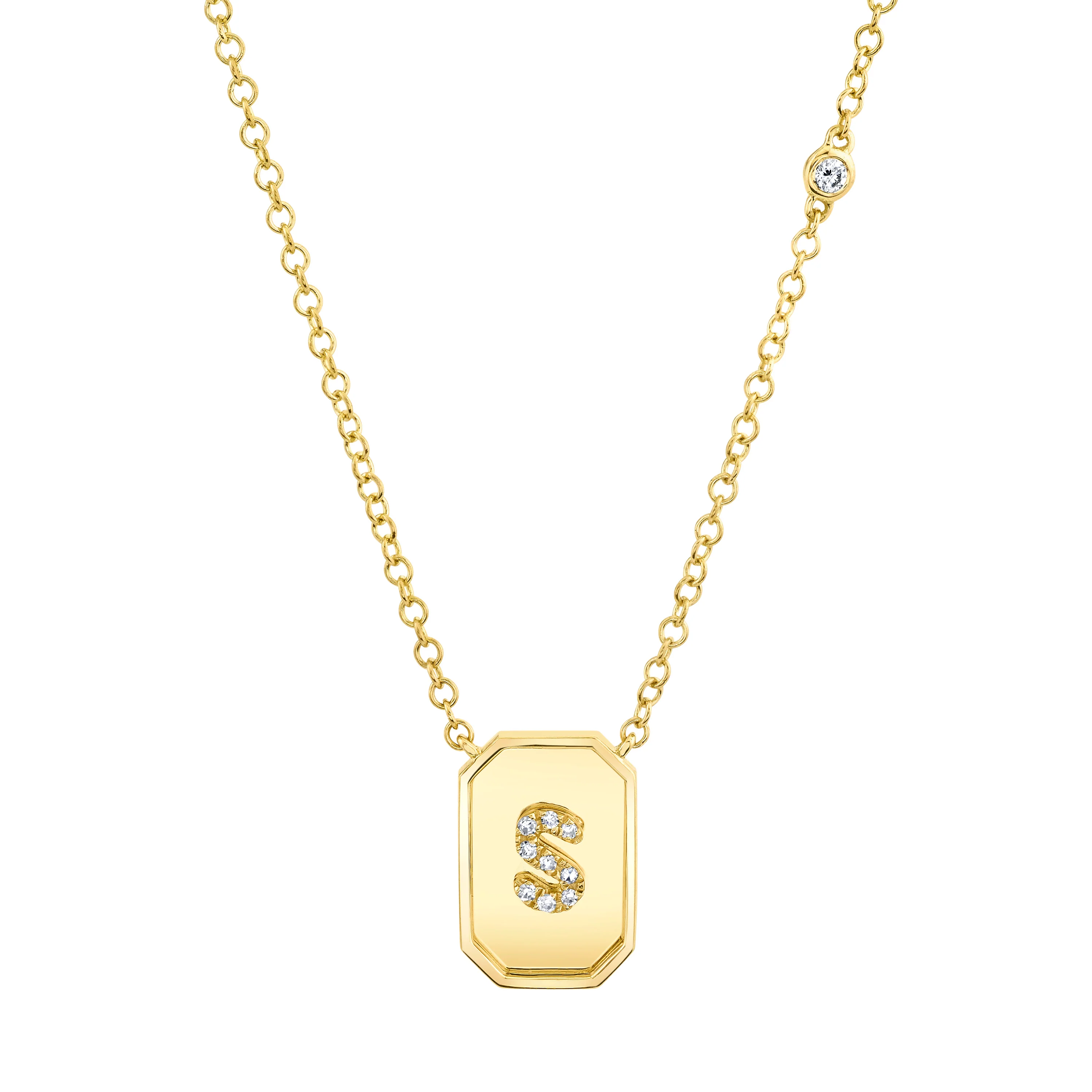 DIAMOND INITIAL BABY NAMEPLATE NECKLACE