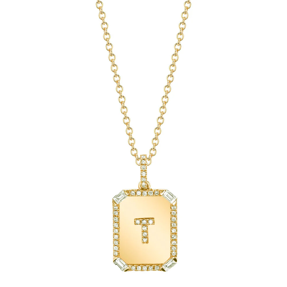 DIAMOND INITIAL MINI NAMEPLATE NECKLACE