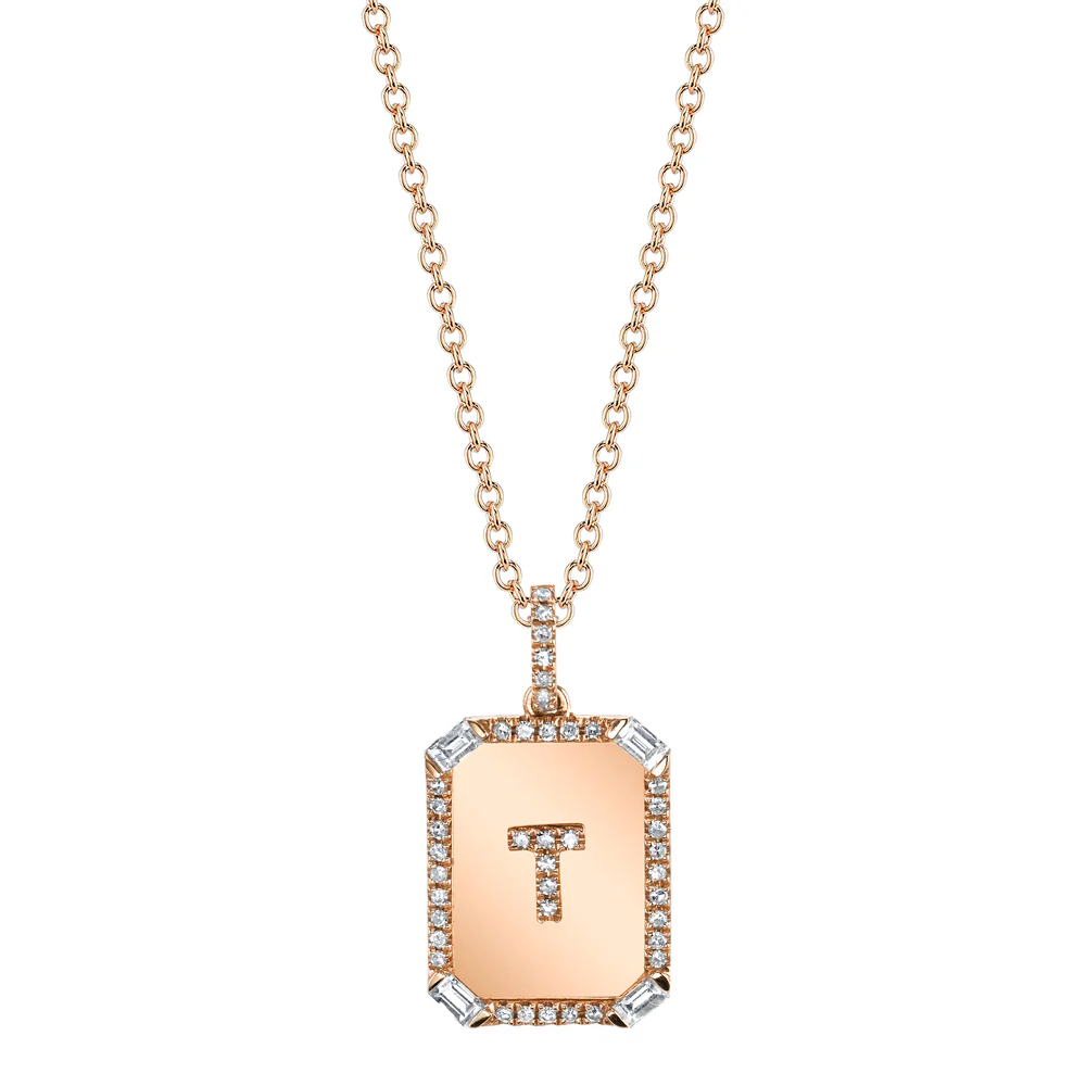 DIAMOND INITIAL MINI NAMEPLATE NECKLACE - Image 3