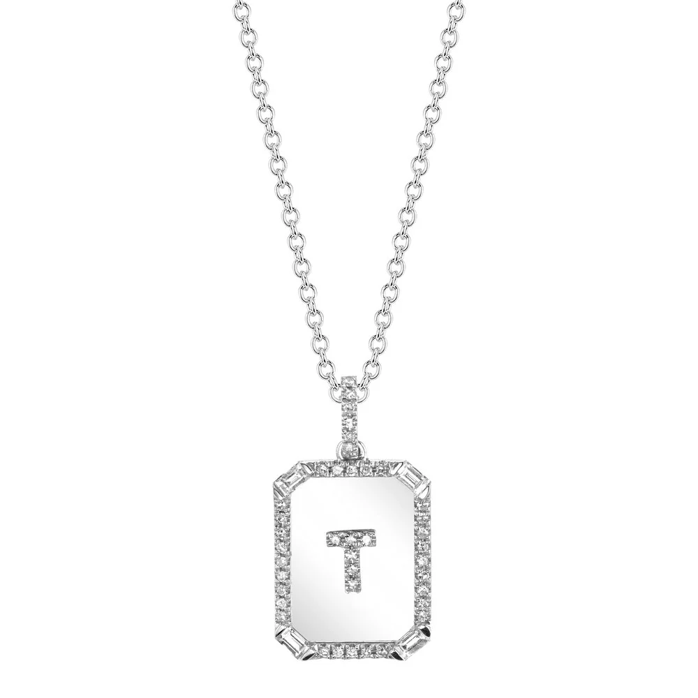 DIAMOND INITIAL MINI NAMEPLATE NECKLACE - Image 4