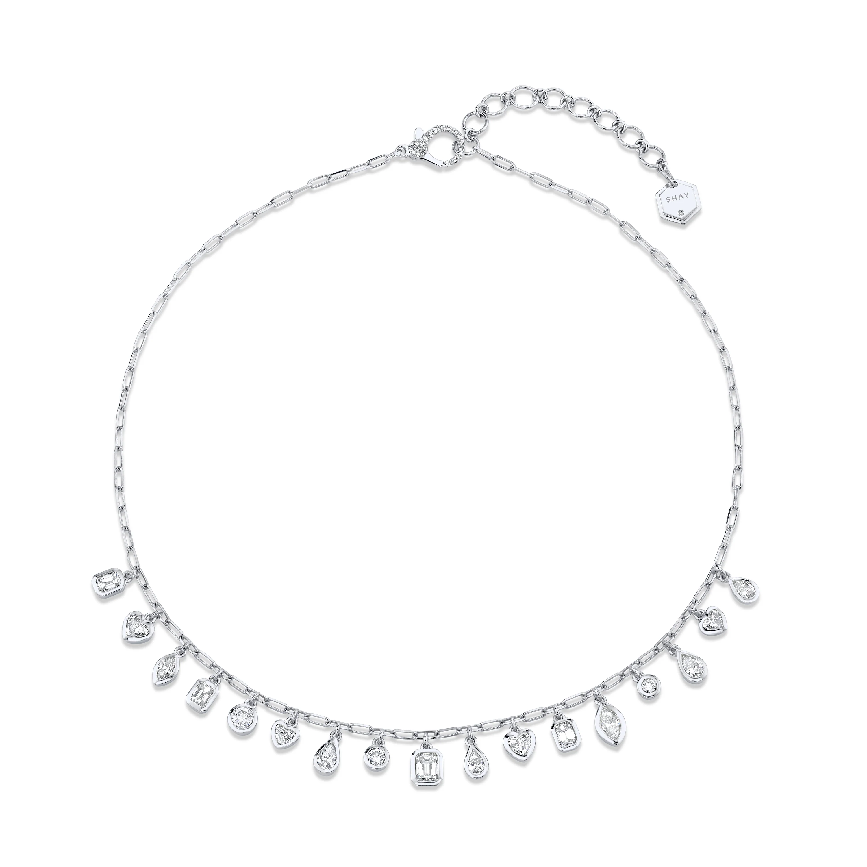 DIAMOND MIXED BEZEL DROP NECKLACE - Image 4