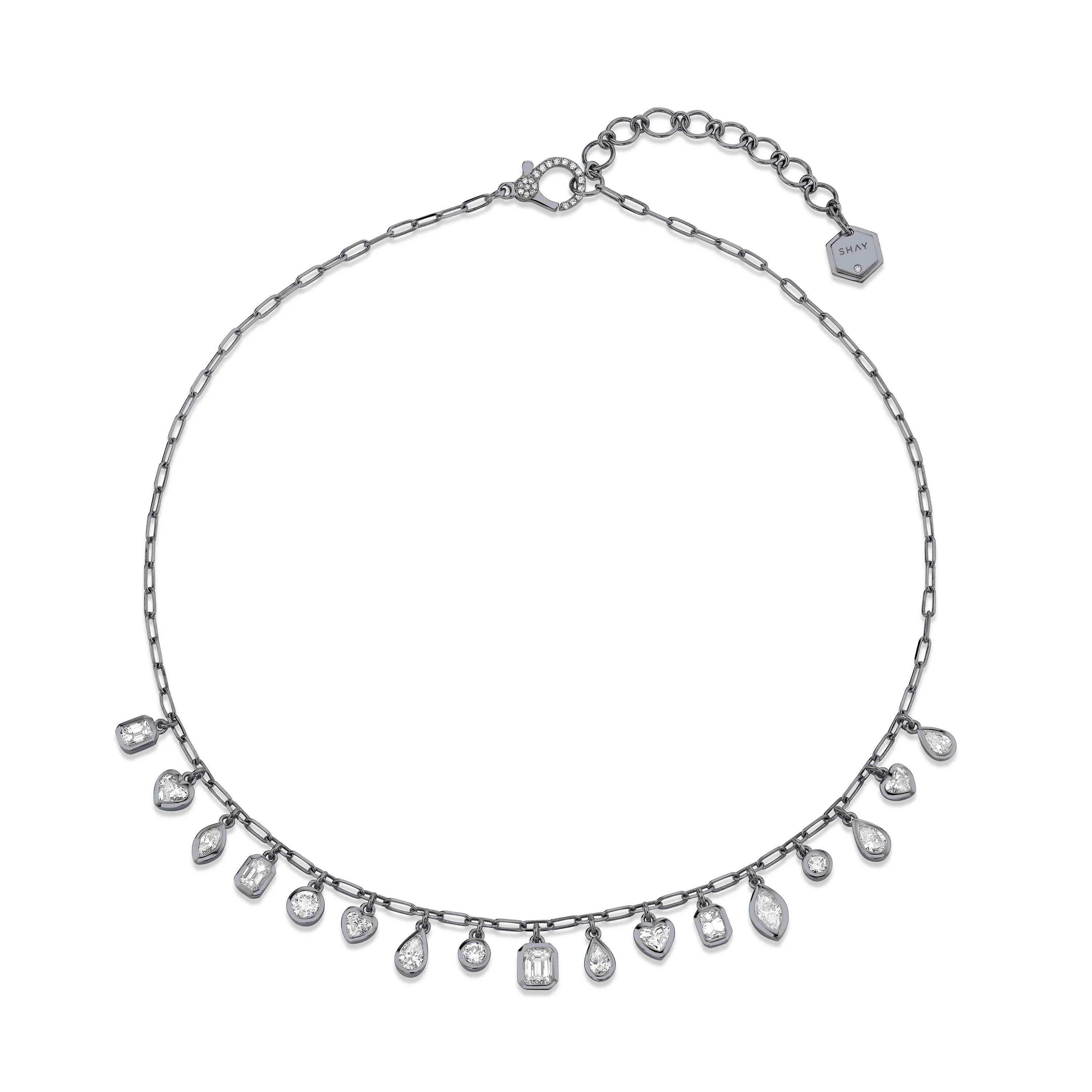 DIAMOND MIXED BEZEL DROP NECKLACE - Image 5