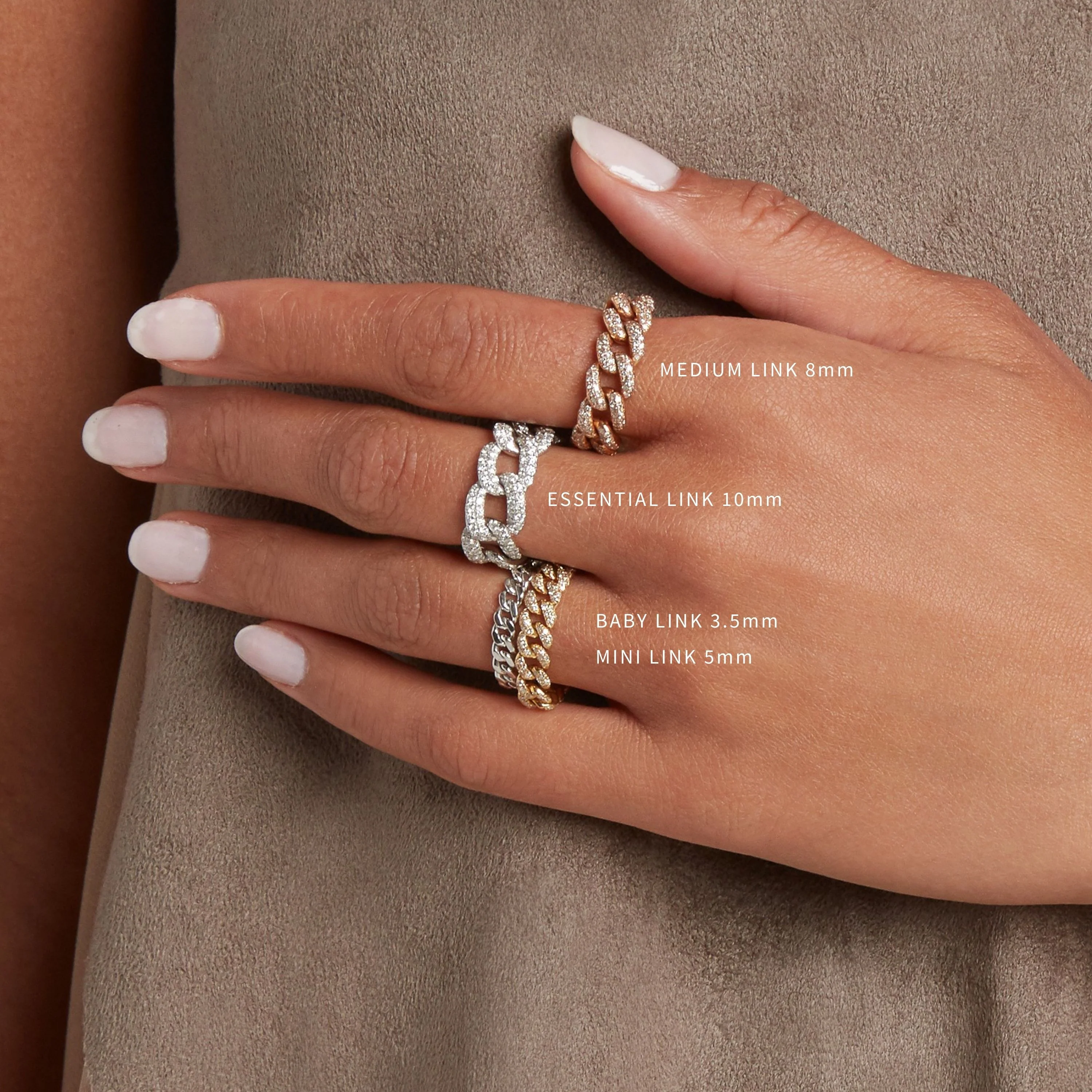 DIAMOND PAVE BABY LINK RING - Image 6