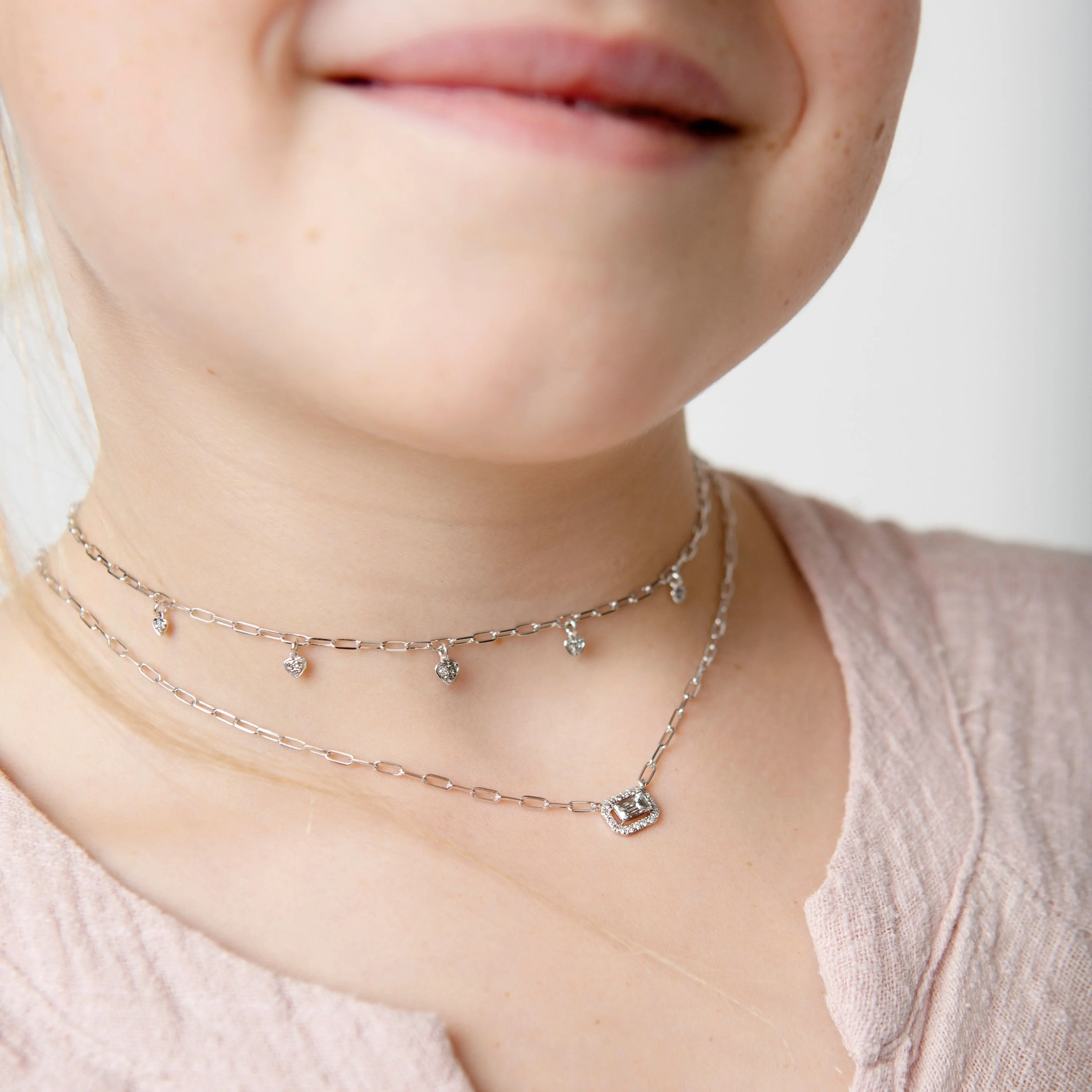 MINI ME DIAMOND PAVE DANGLE DROP HEART NECKLACE - Image 2