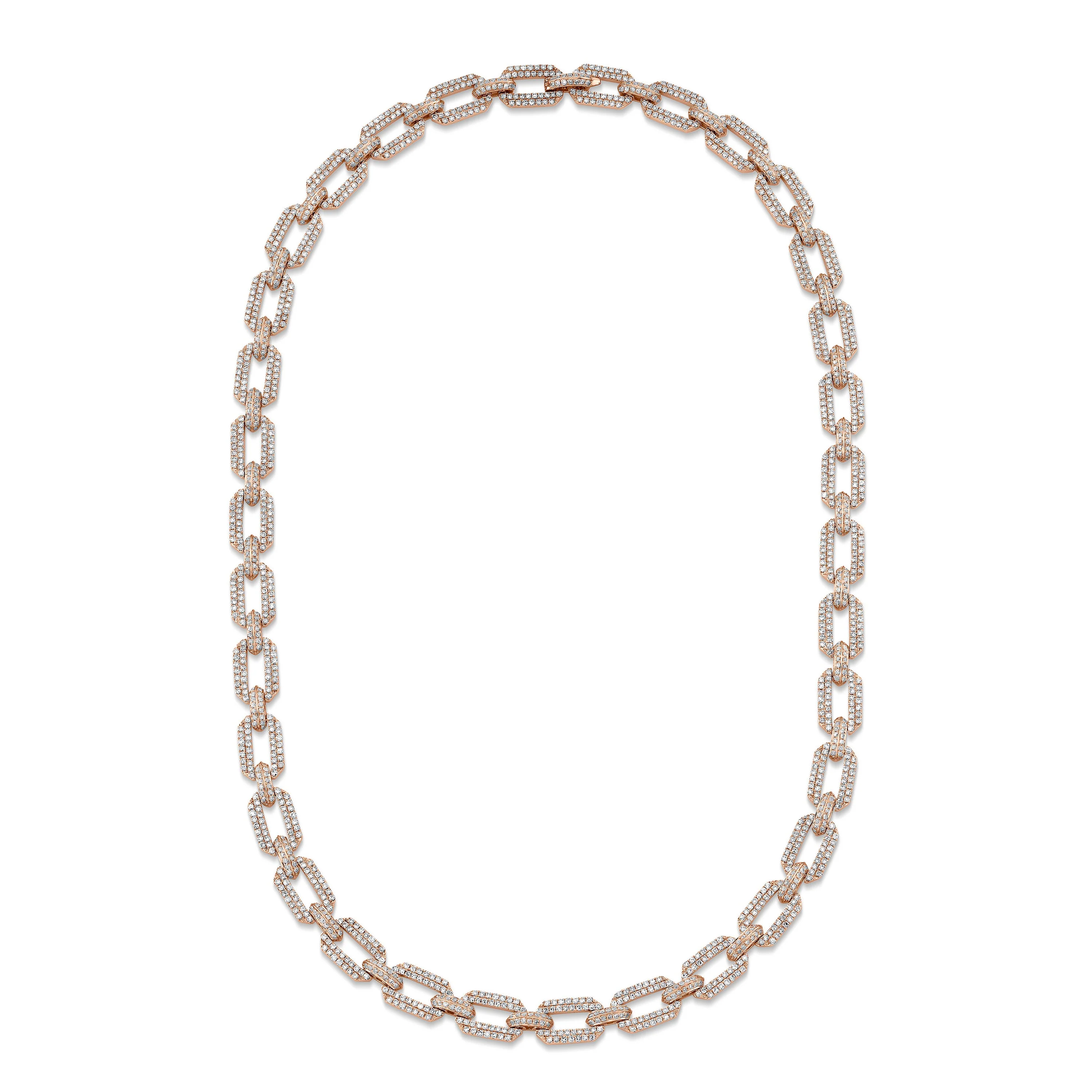 DIAMOND PAVE DOME FLAT LINK NECKLACE - Image 3