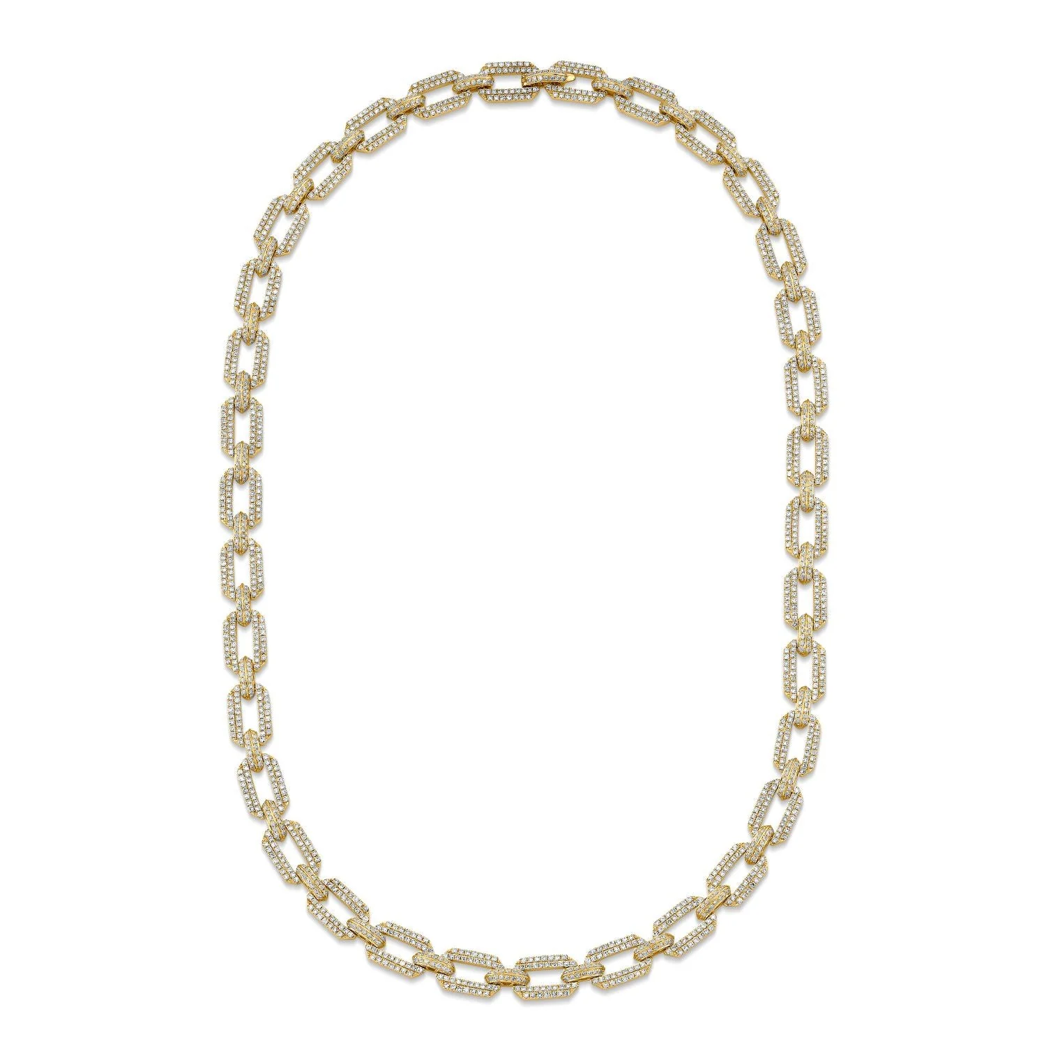DIAMOND PAVE DOME FLAT LINK NECKLACE - Image 4