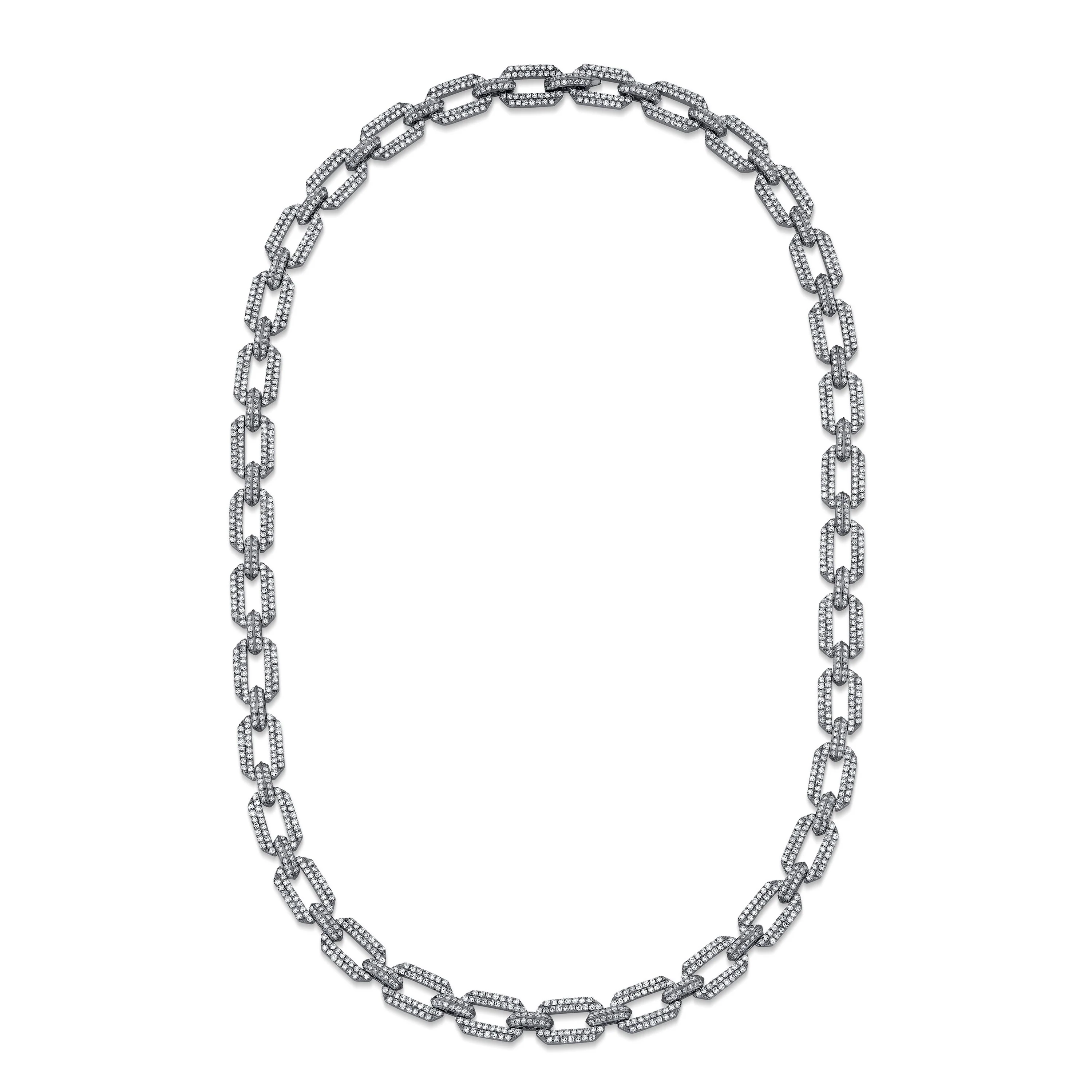 DIAMOND PAVE DOME FLAT LINK NECKLACE - Image 5