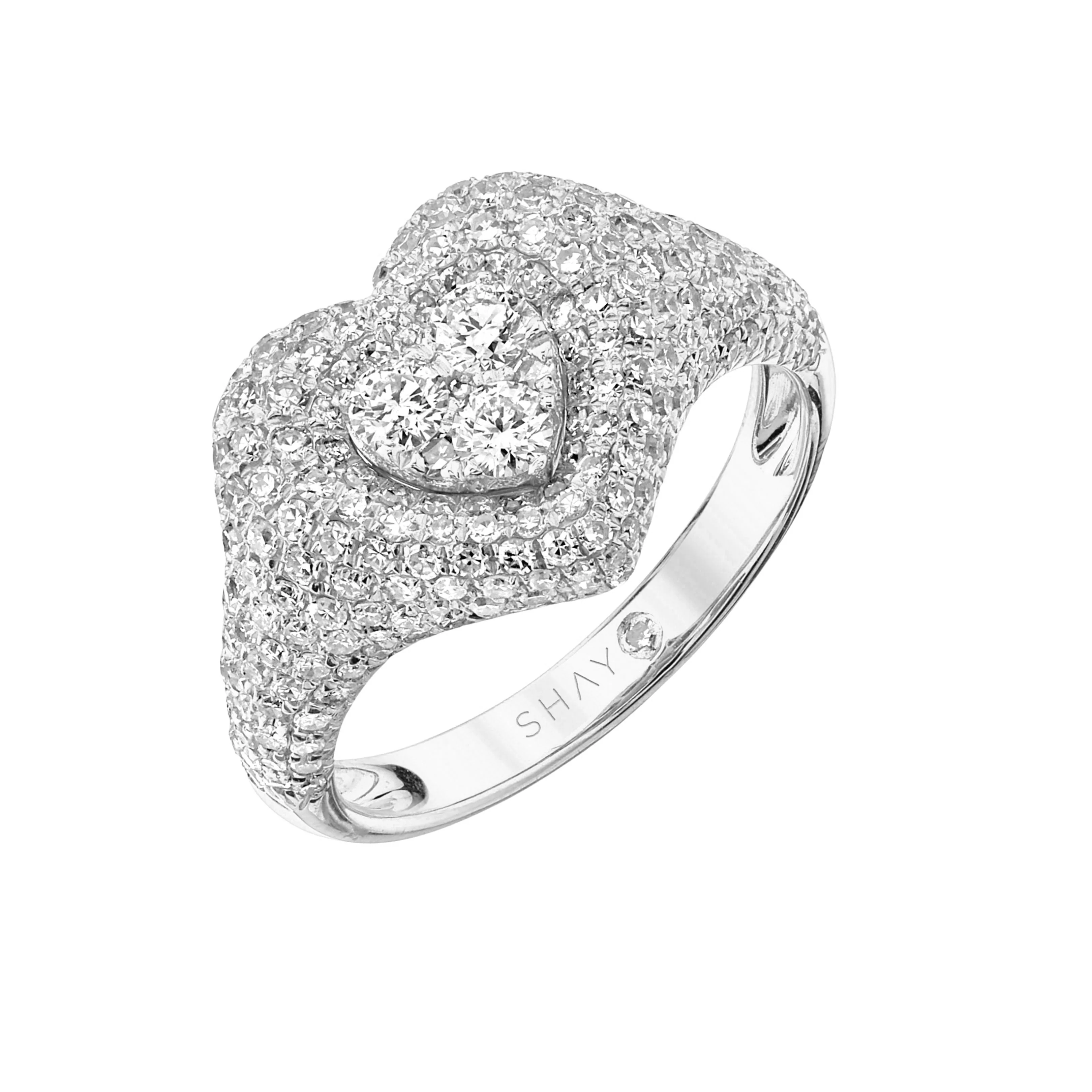 DIAMOND PAVE HEART PINKY RING - Image 3