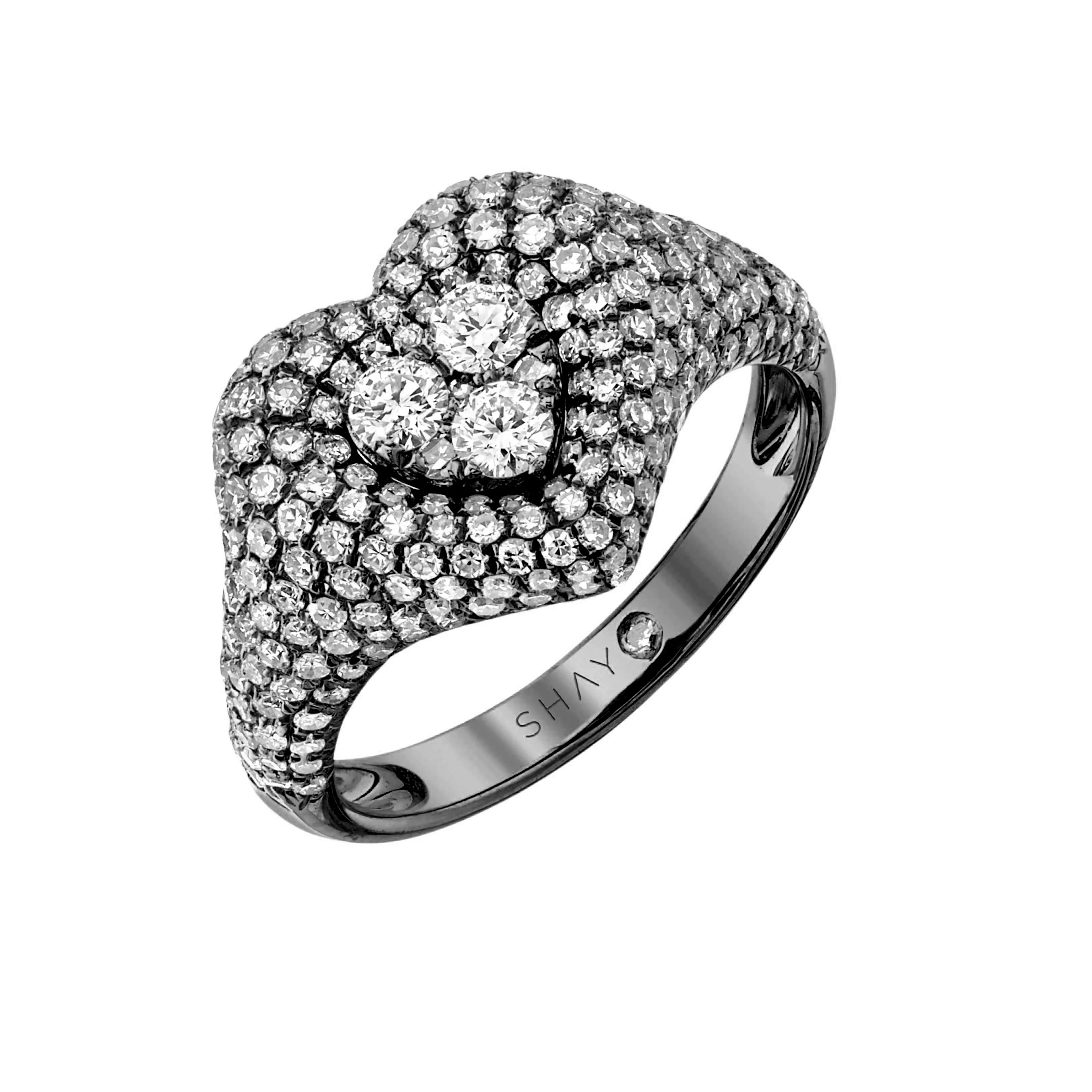 DIAMOND PAVE HEART PINKY RING - Image 4