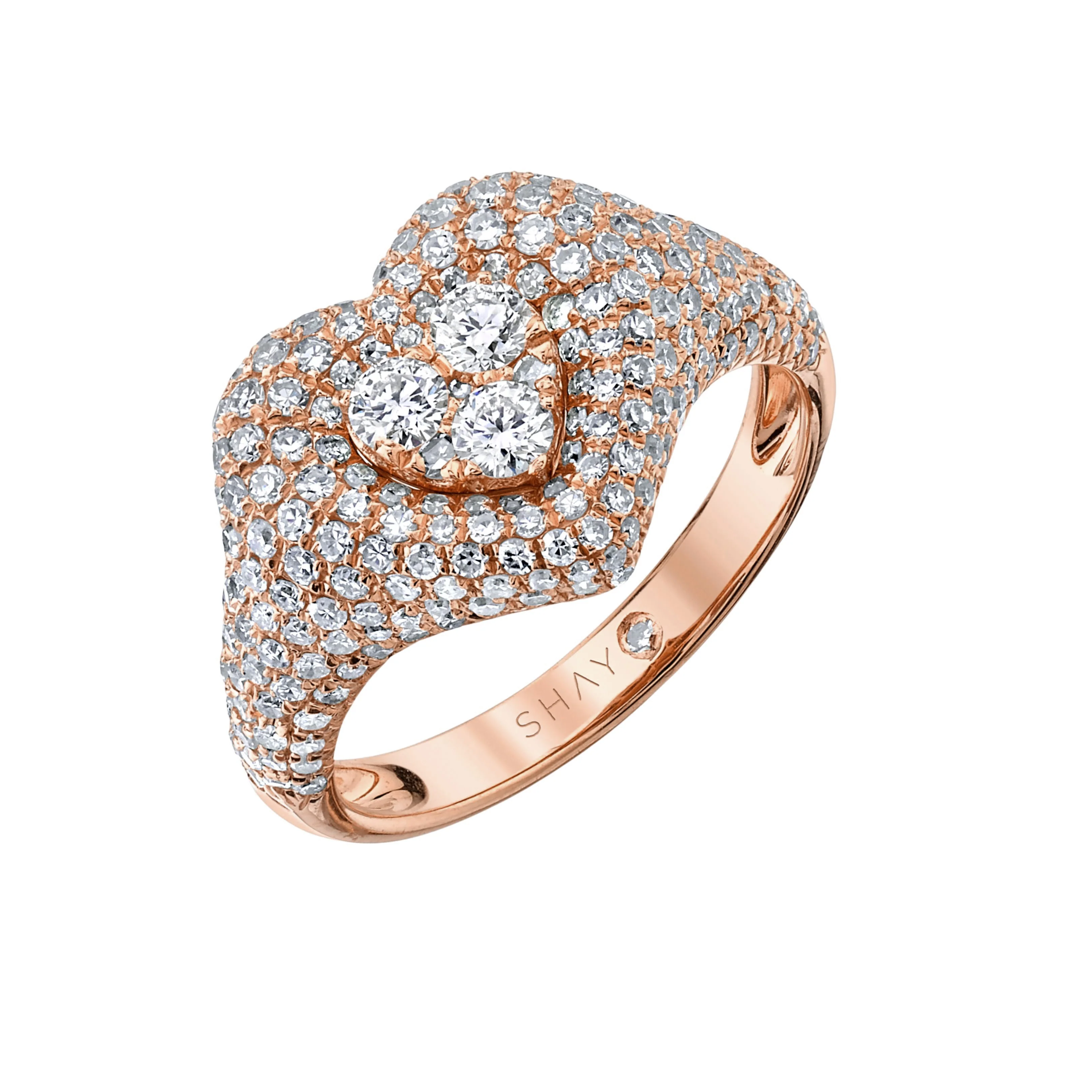 DIAMOND PAVE HEART PINKY RING - Image 5
