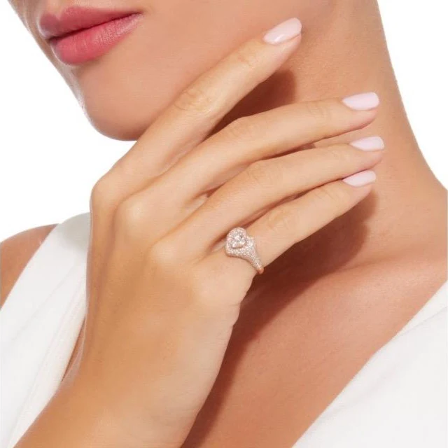 DIAMOND PAVE HEART PINKY RING - Image 6