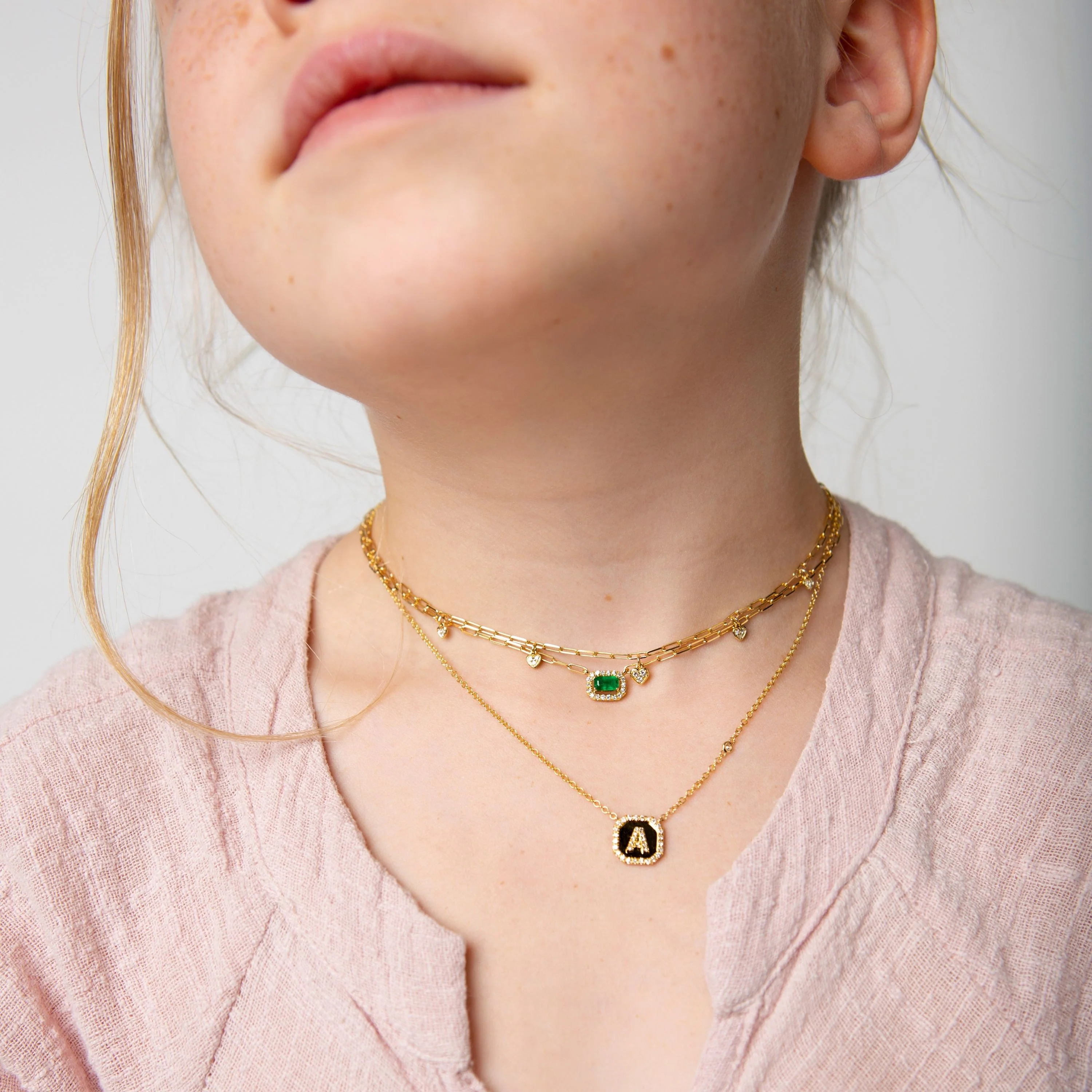 MINI ME DIAMOND PAVE INITIAL NAMEPLATE NECKLACE - Image 2