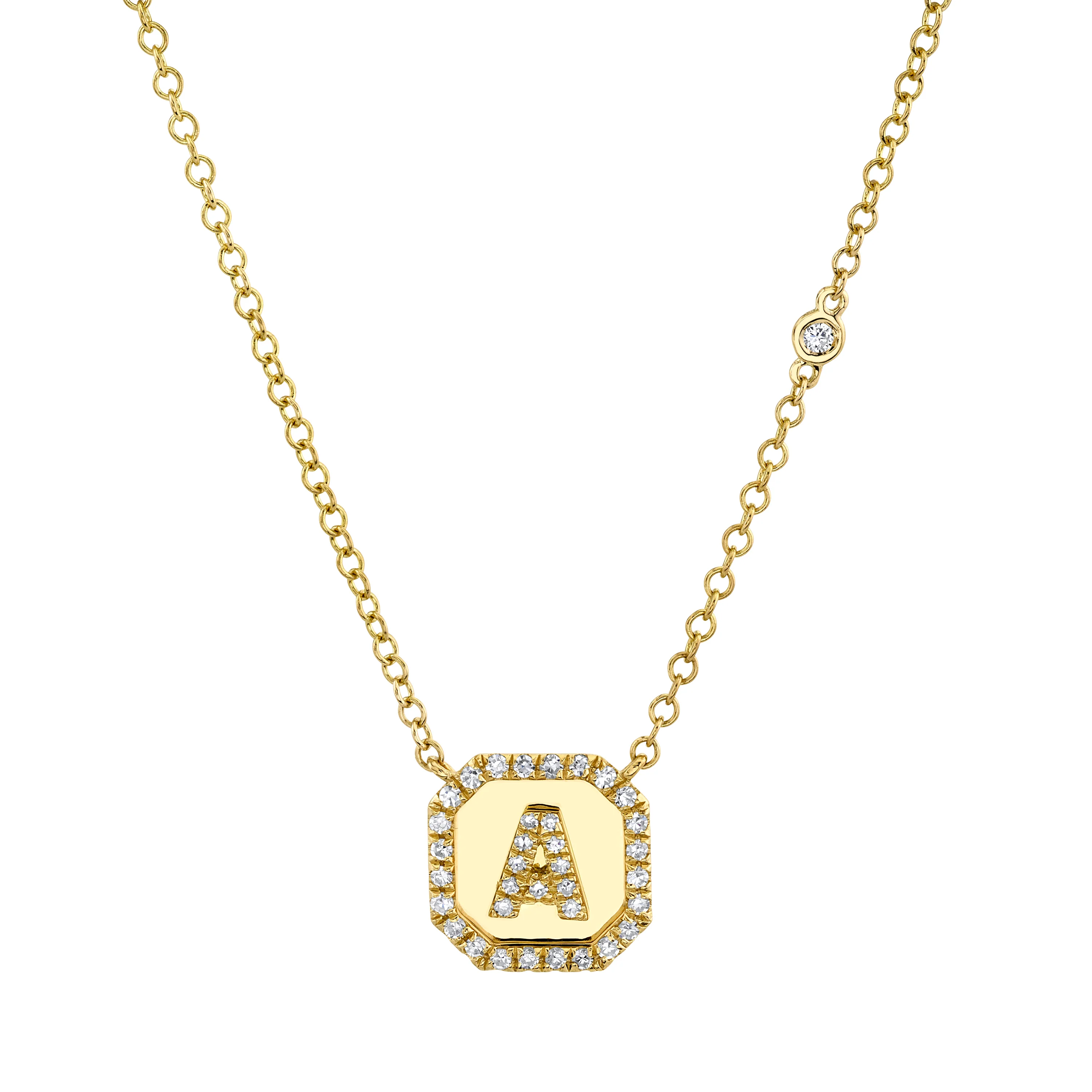 MINI ME DIAMOND PAVE INITIAL NAMEPLATE NECKLACE - Image 3