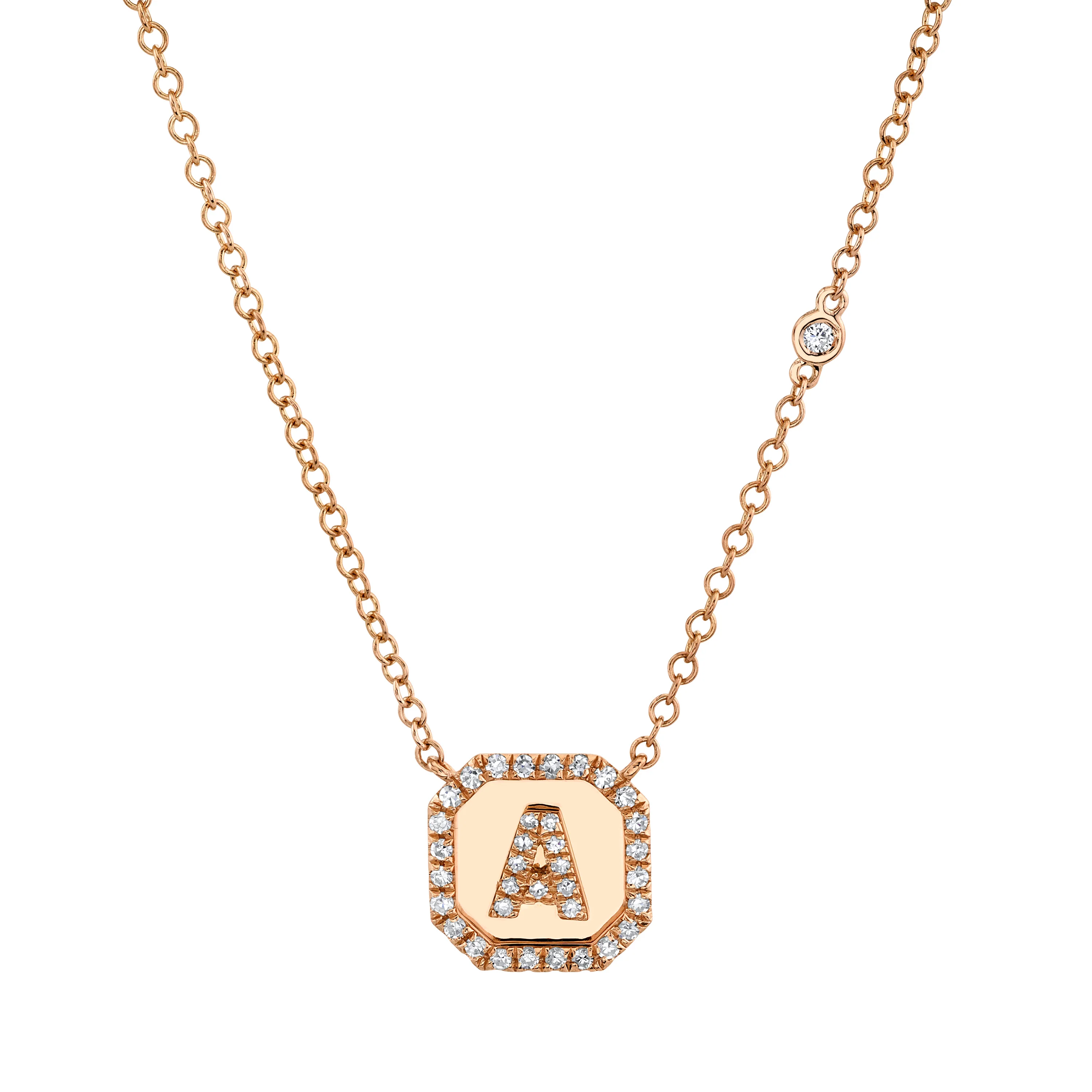 MINI ME DIAMOND PAVE INITIAL NAMEPLATE NECKLACE - Image 4