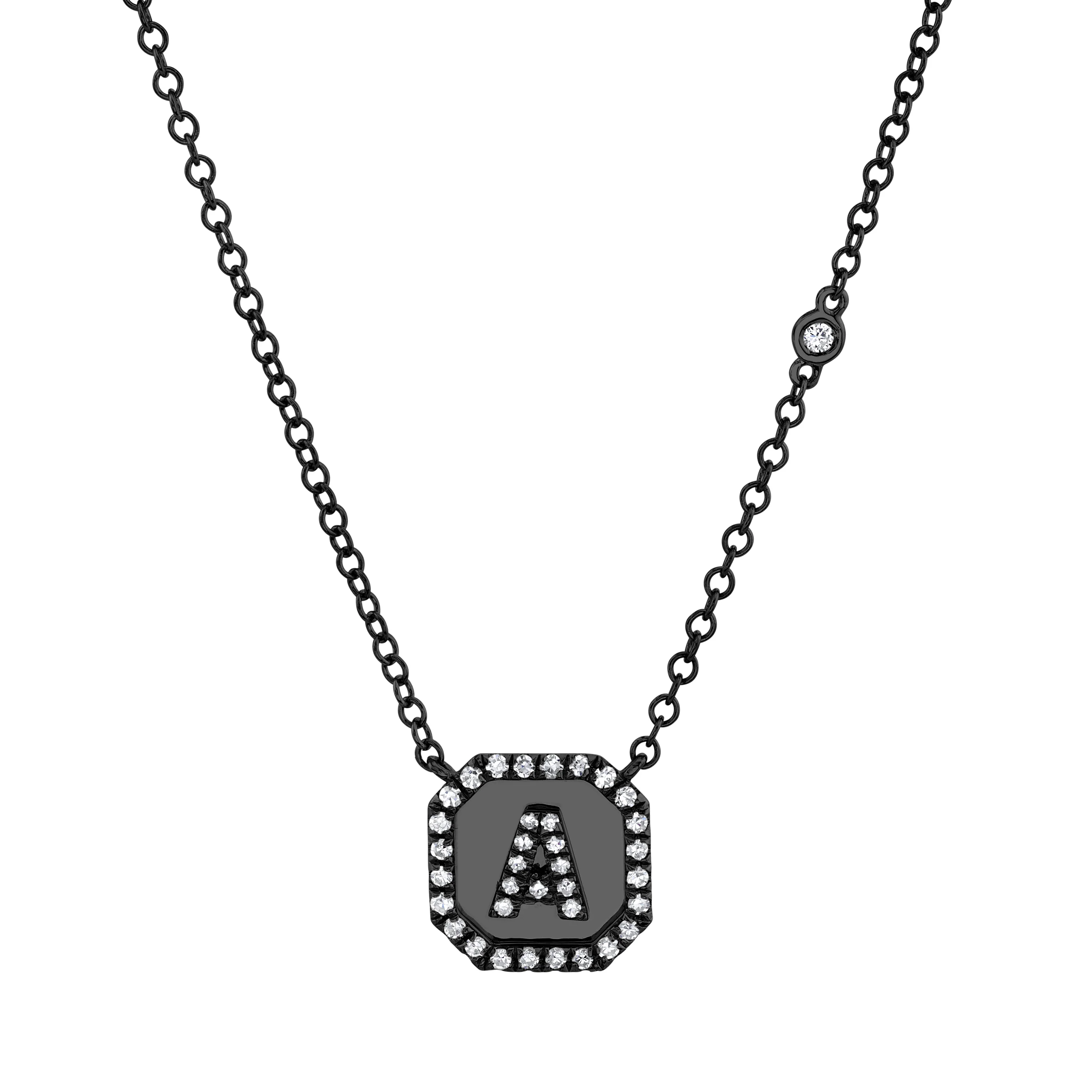 MINI ME DIAMOND PAVE INITIAL NAMEPLATE NECKLACE - Image 5