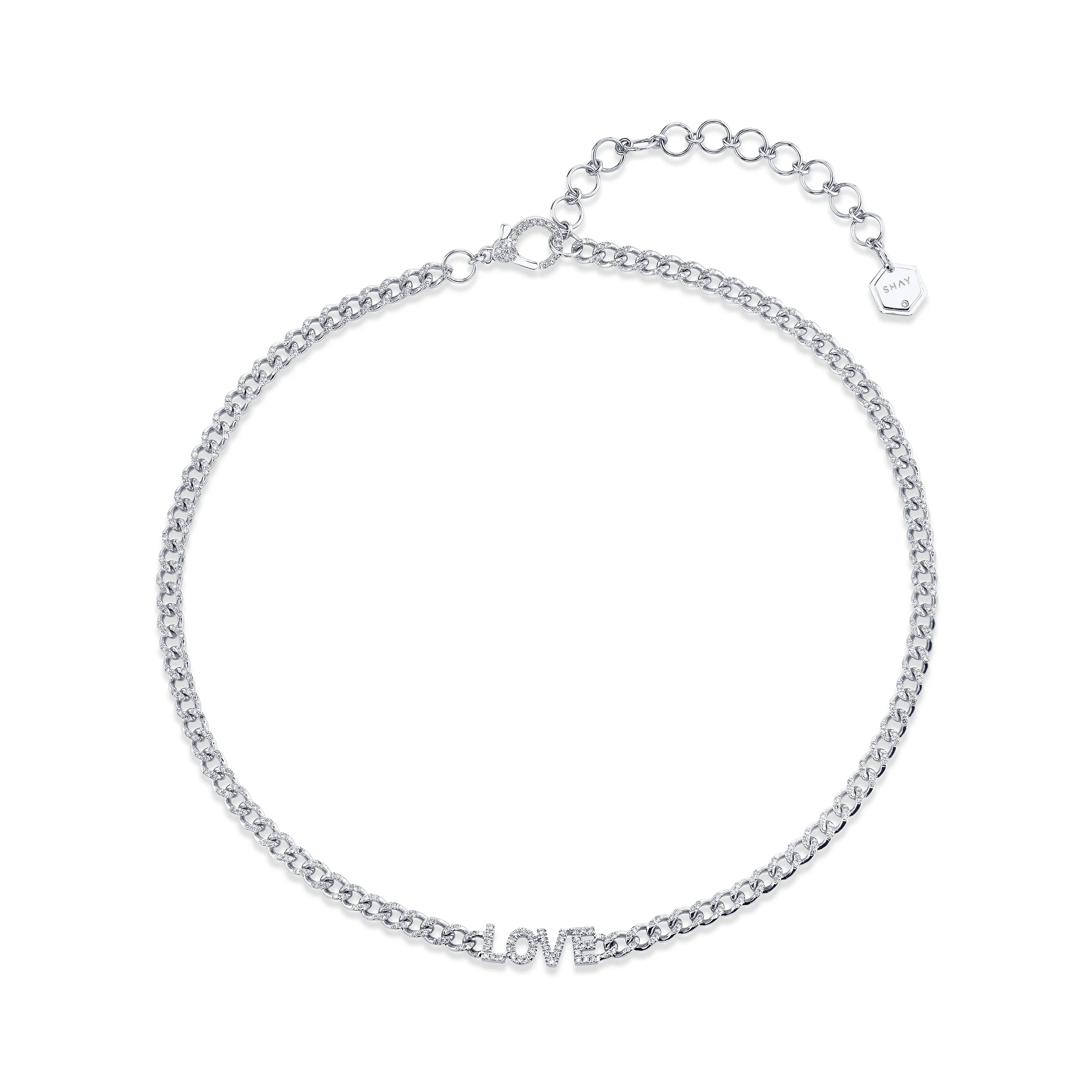 MINI ME DIAMOND PAVE "LOVE" BABY LINK NECKLACE