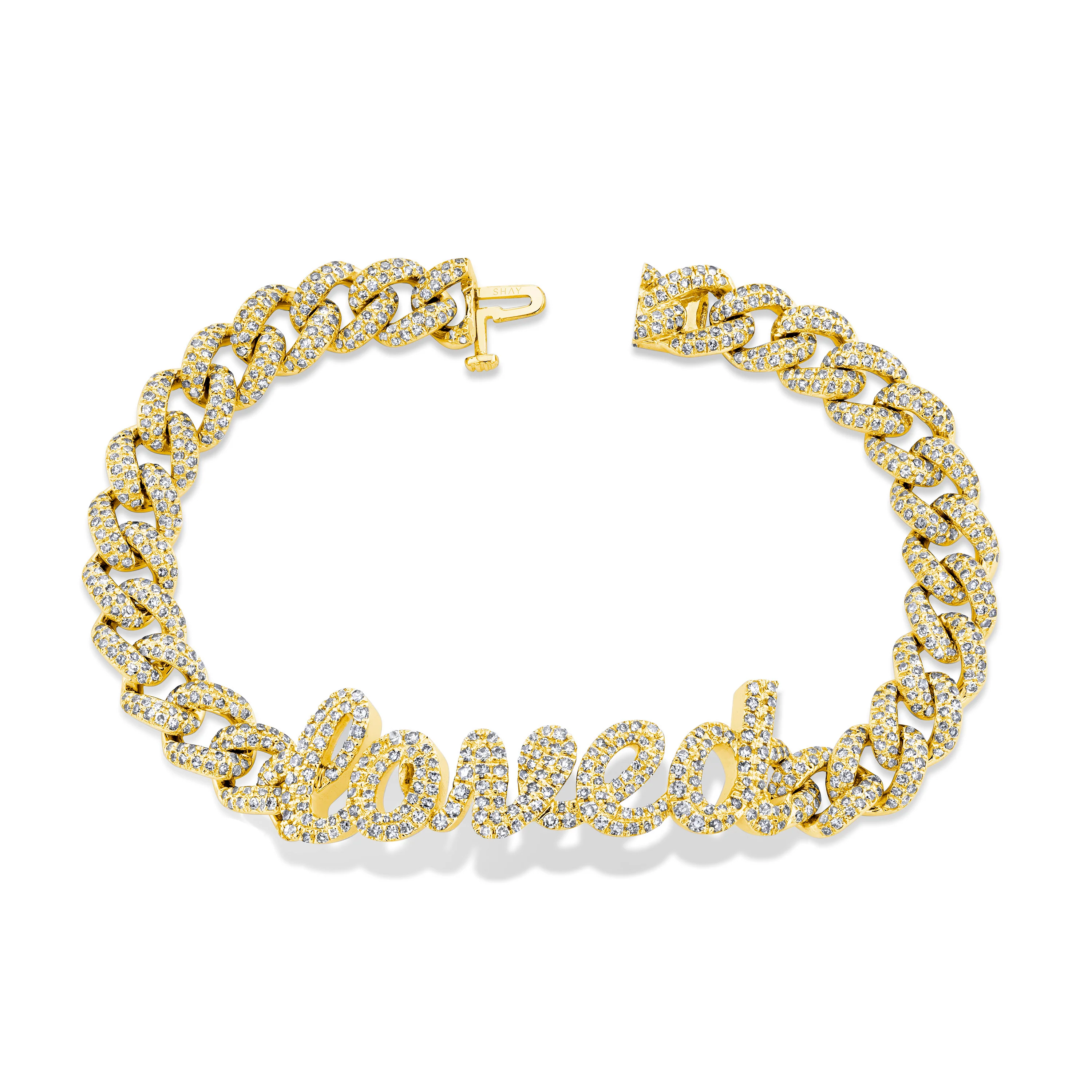 DIAMOND PAVE 5 LETTER MEDIUM LINK BRACELET - Image 3