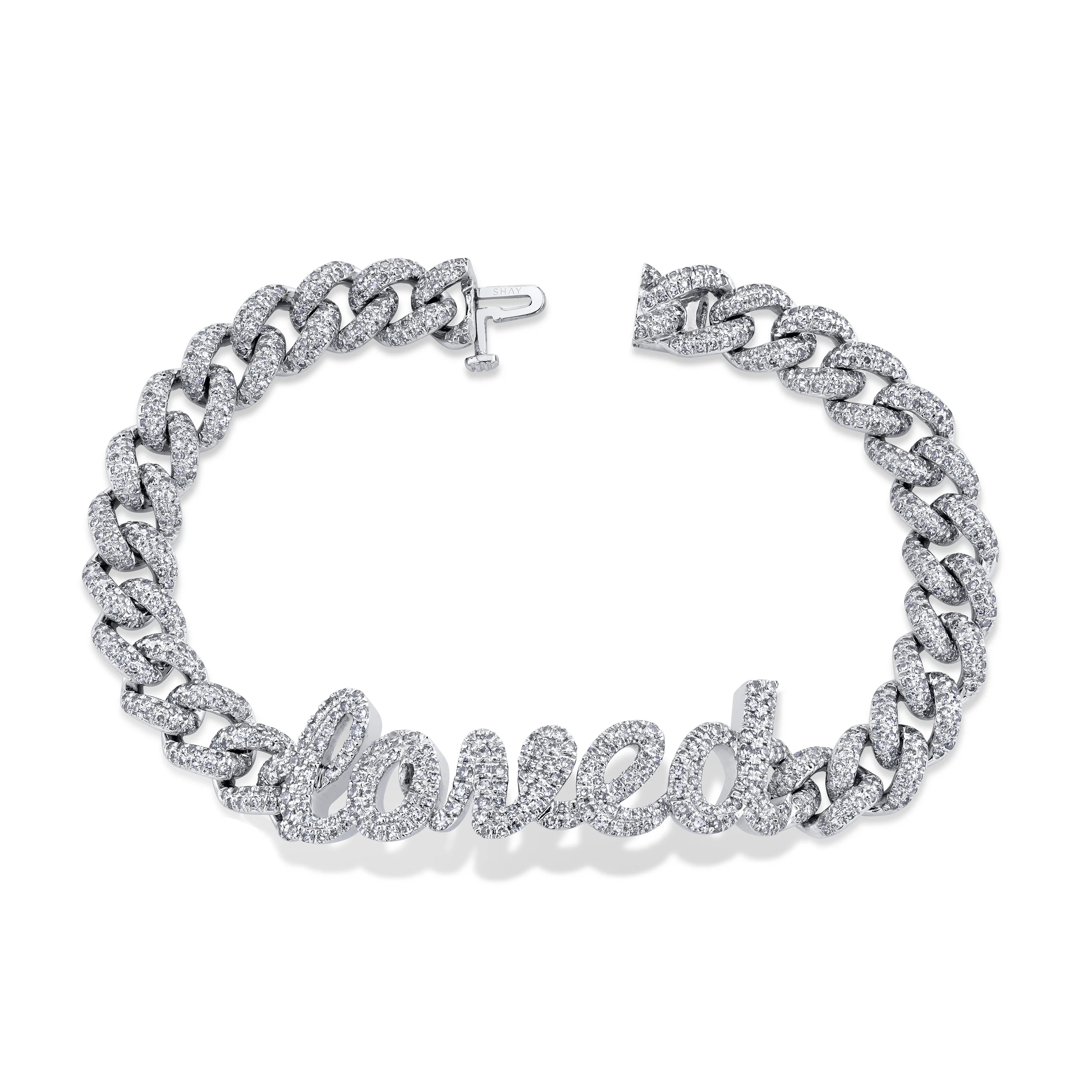 DIAMOND PAVE 5 LETTER MEDIUM LINK BRACELET - Image 4