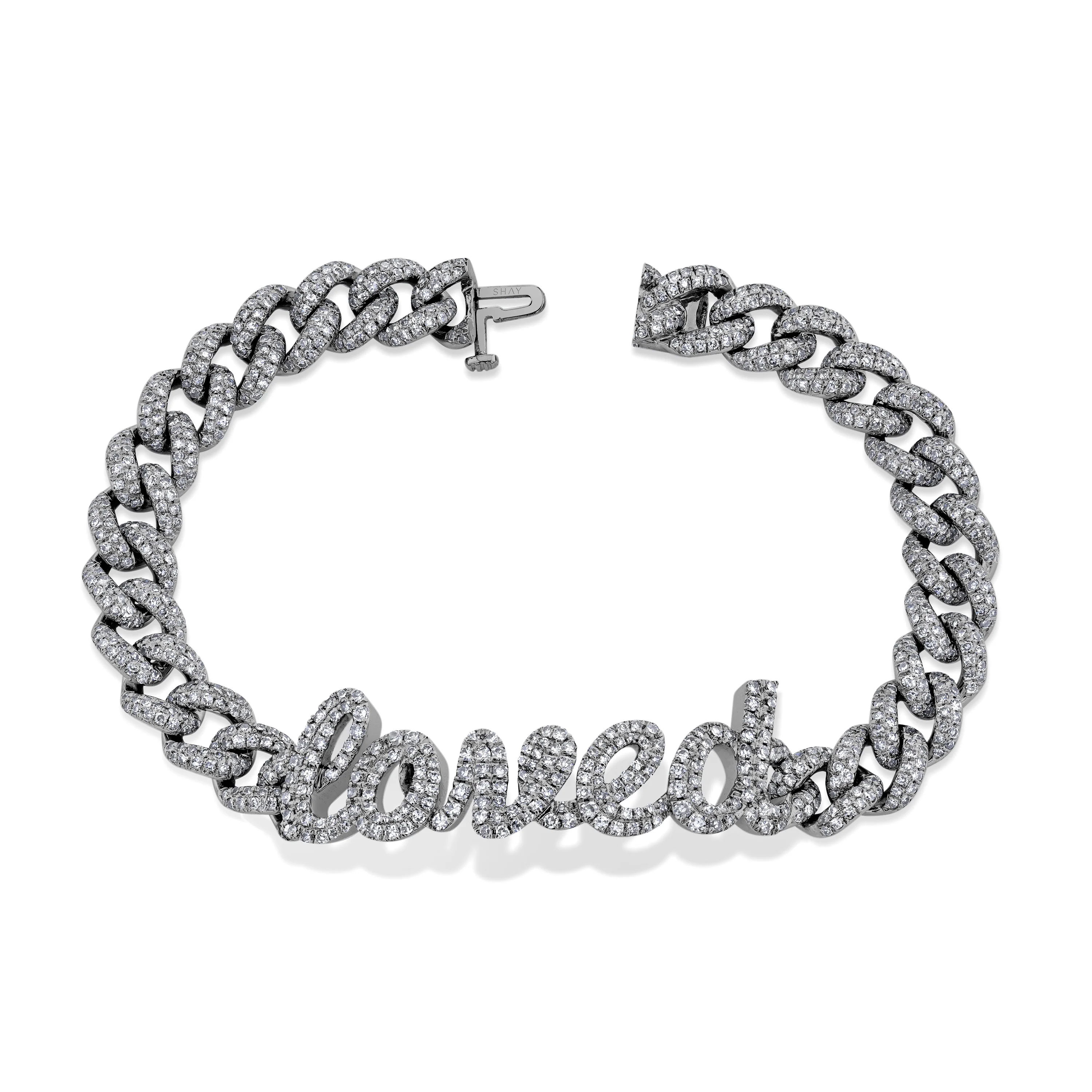 DIAMOND PAVE 5 LETTER MEDIUM LINK BRACELET - Image 5