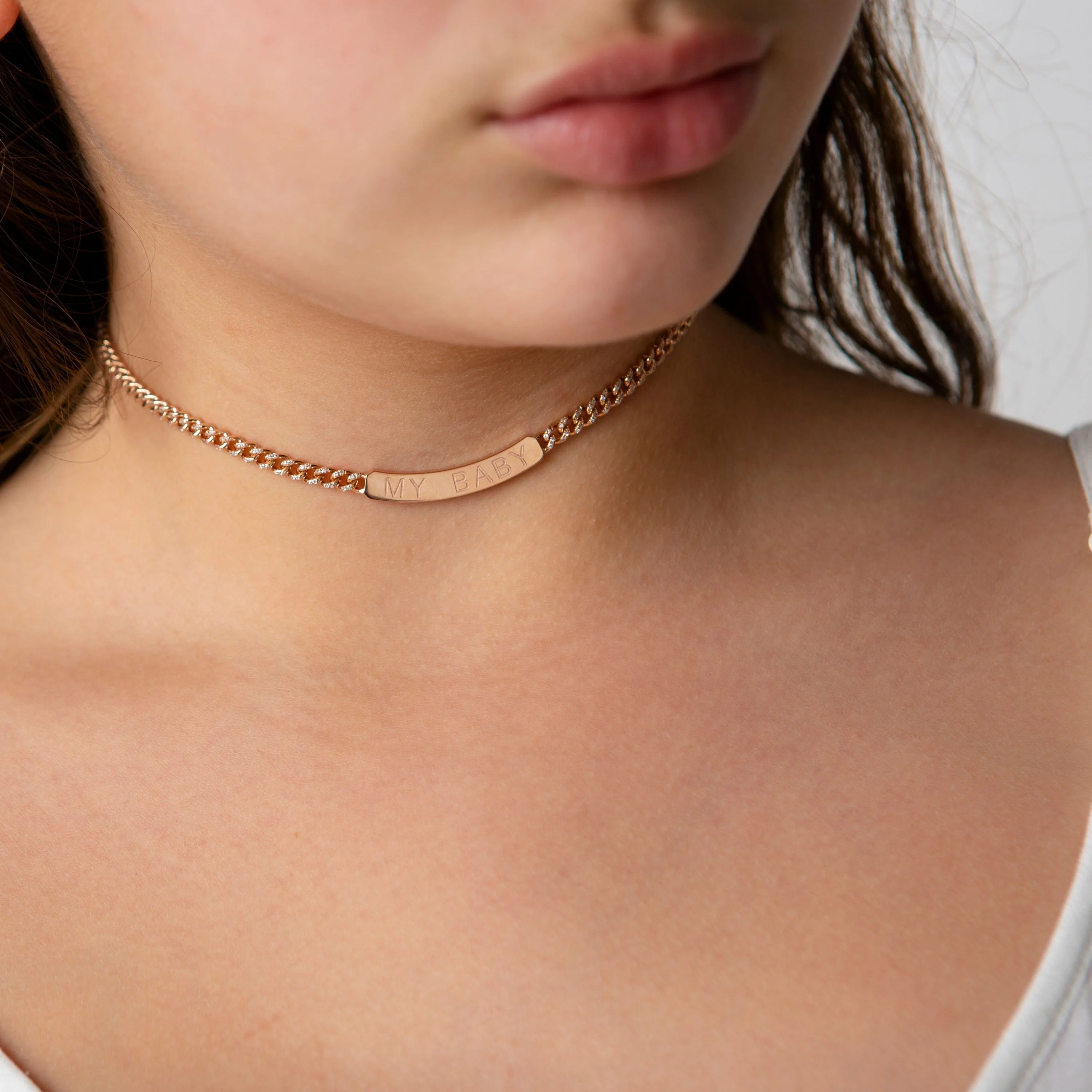 MINI ME DIAMOND PAVE CUSTOM ID BAR NAMEPLATE NECKLACE - Image 2