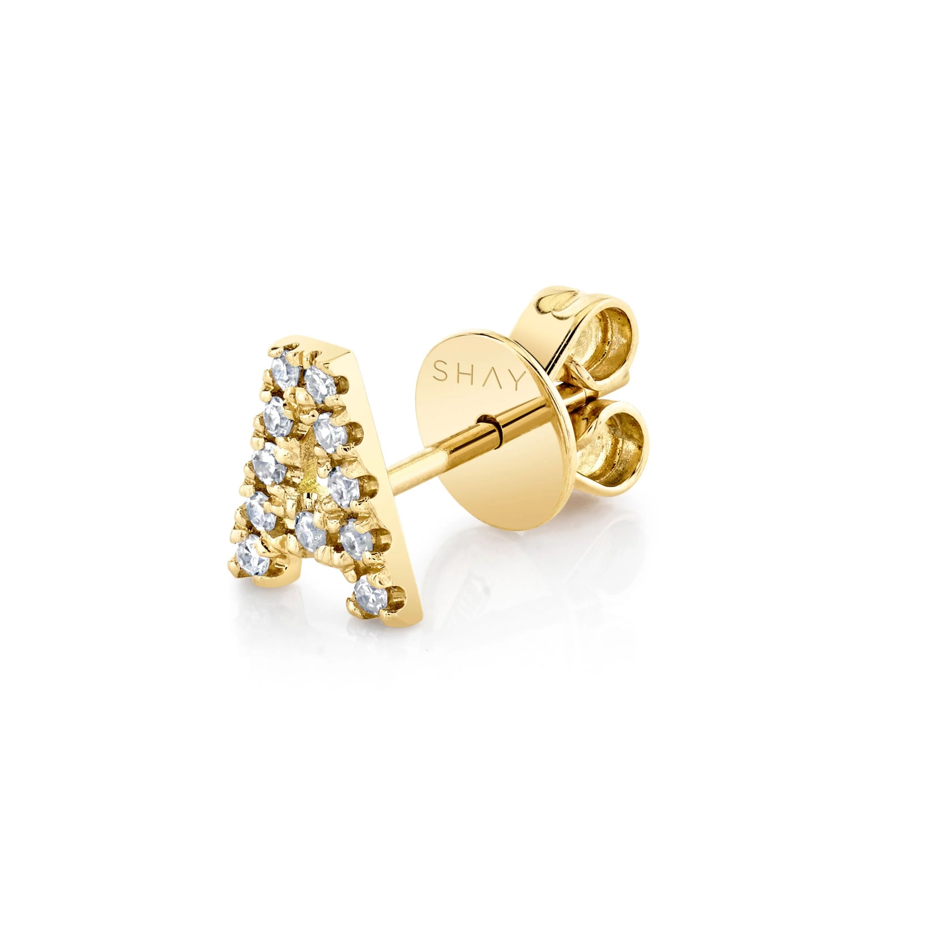 MINI ME DIAMOND PAVE SINGLE INITAL STUD, LARGE - Image 3