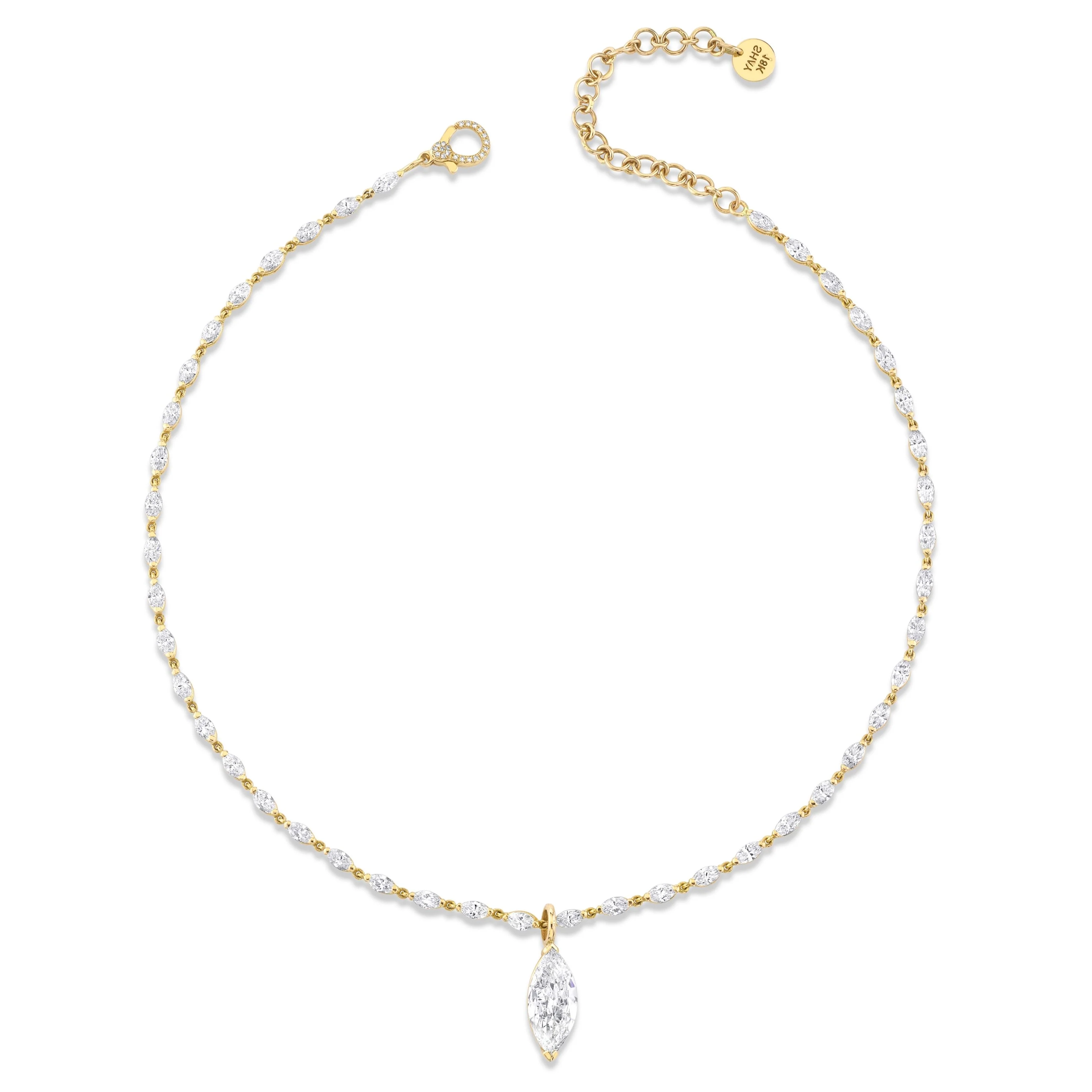 DIAMOND MARQUISE DROP STATION NECKLACE - Image 3