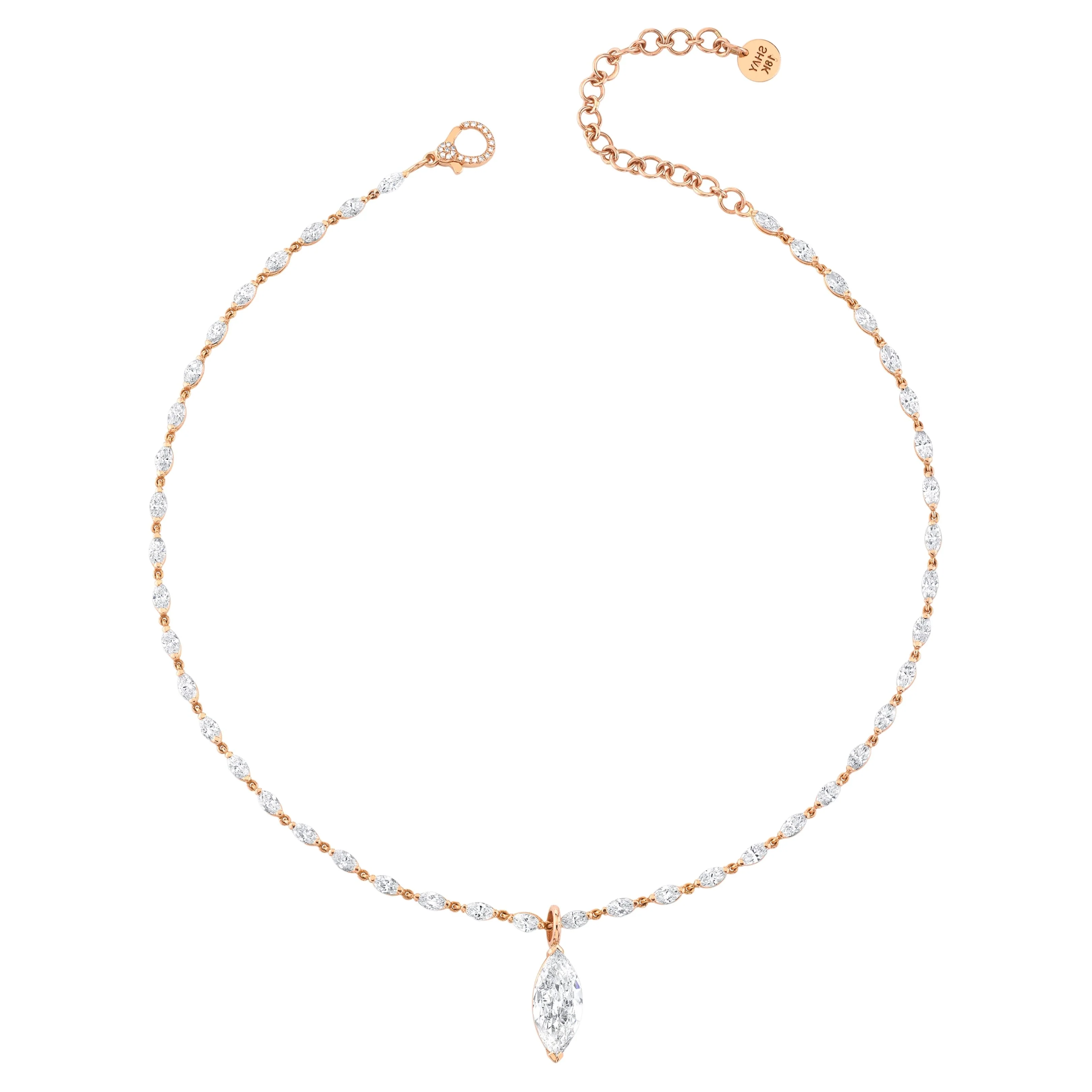 DIAMOND MARQUISE DROP STATION NECKLACE - Image 4