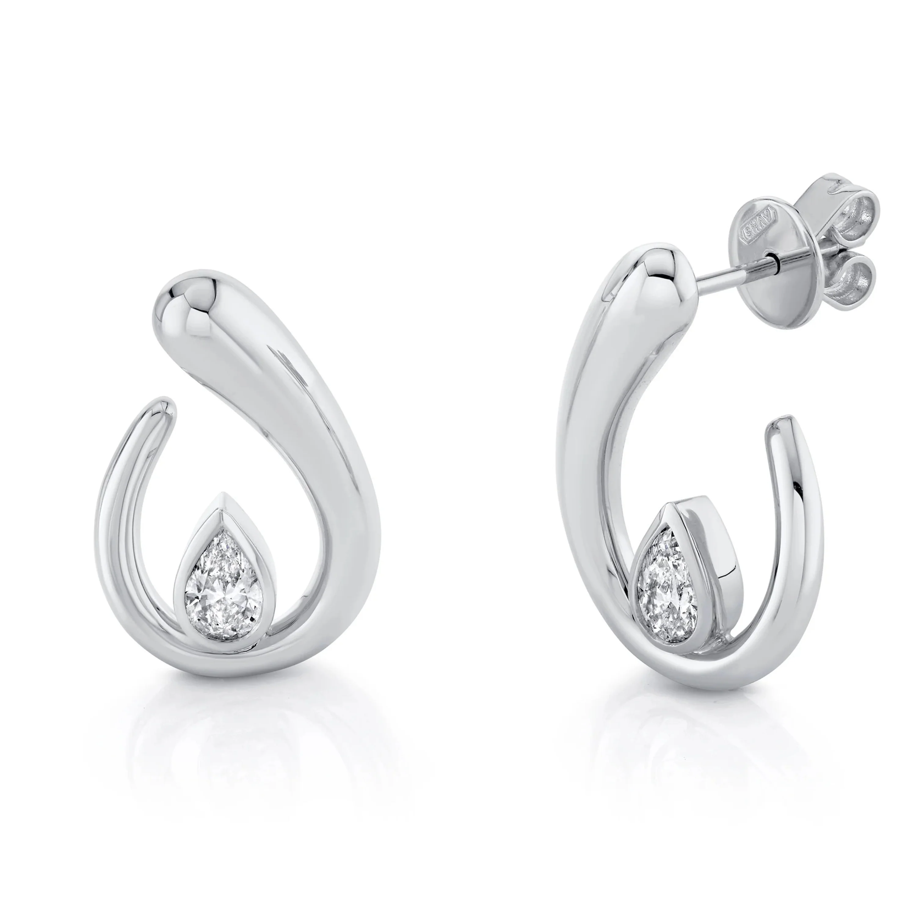 DIAMOND PEAR LOOP EARRINGS - Image 3