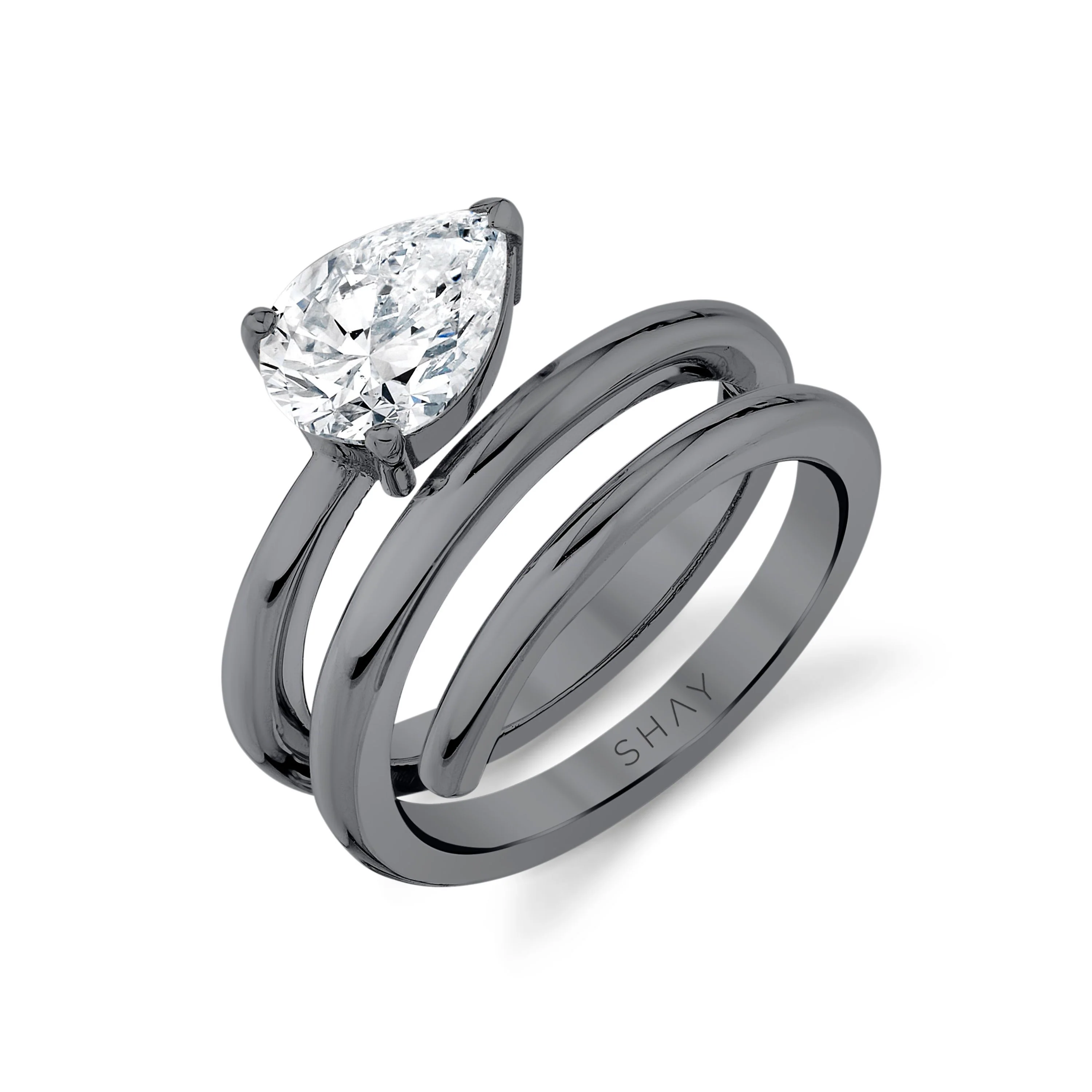 DIAMOND PEAR SPIRAL PINKY RING - Image 5