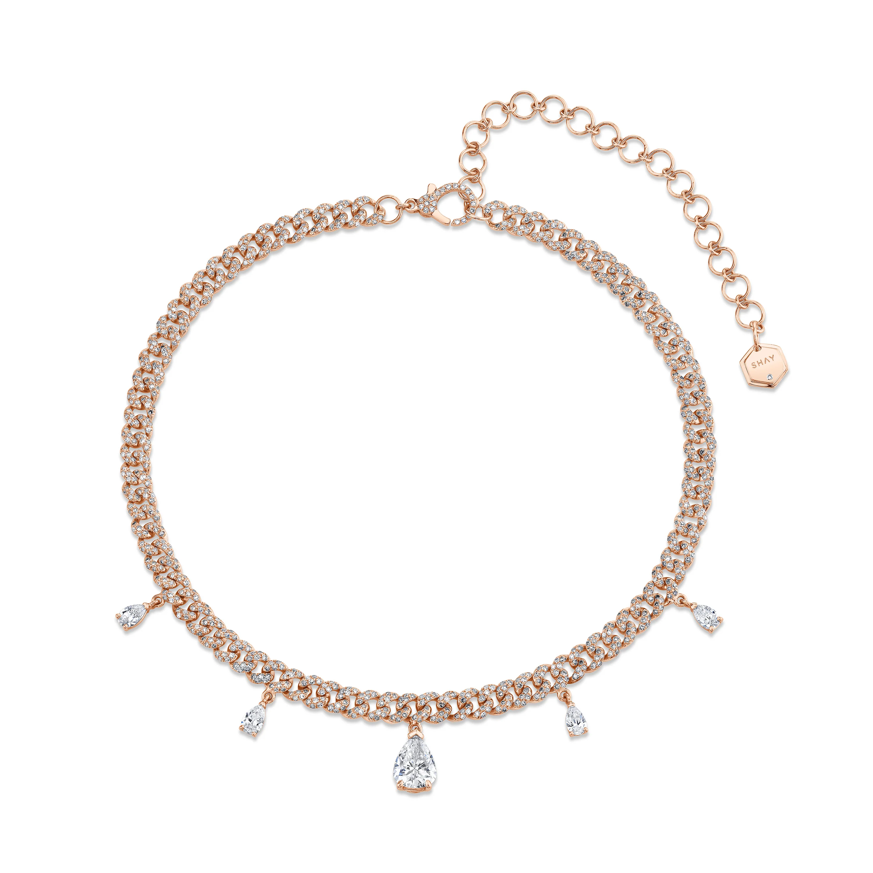 DIAMOND PEAR DROP LINK NECKLACE - Image 2