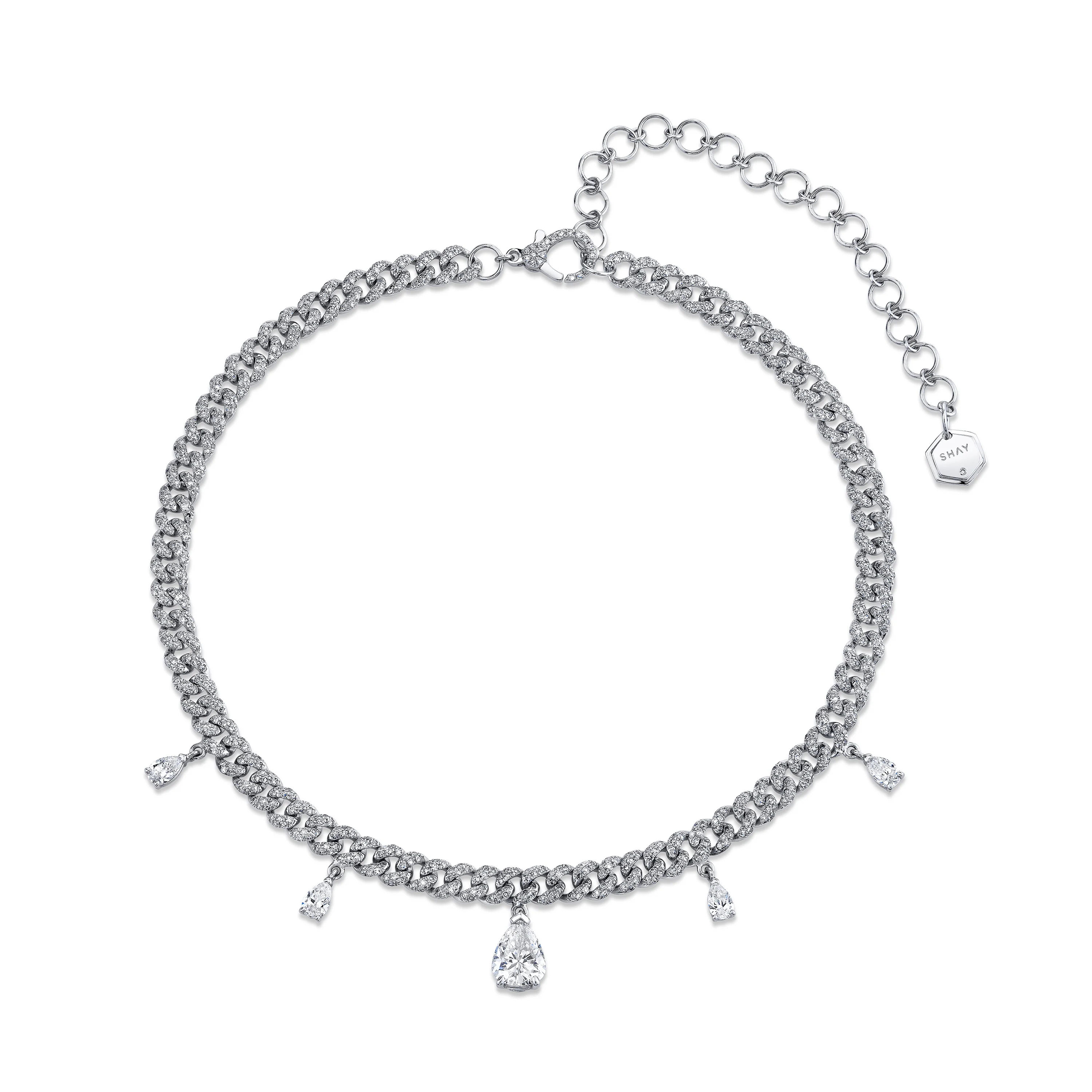 DIAMOND PEAR DROP LINK NECKLACE - Image 3