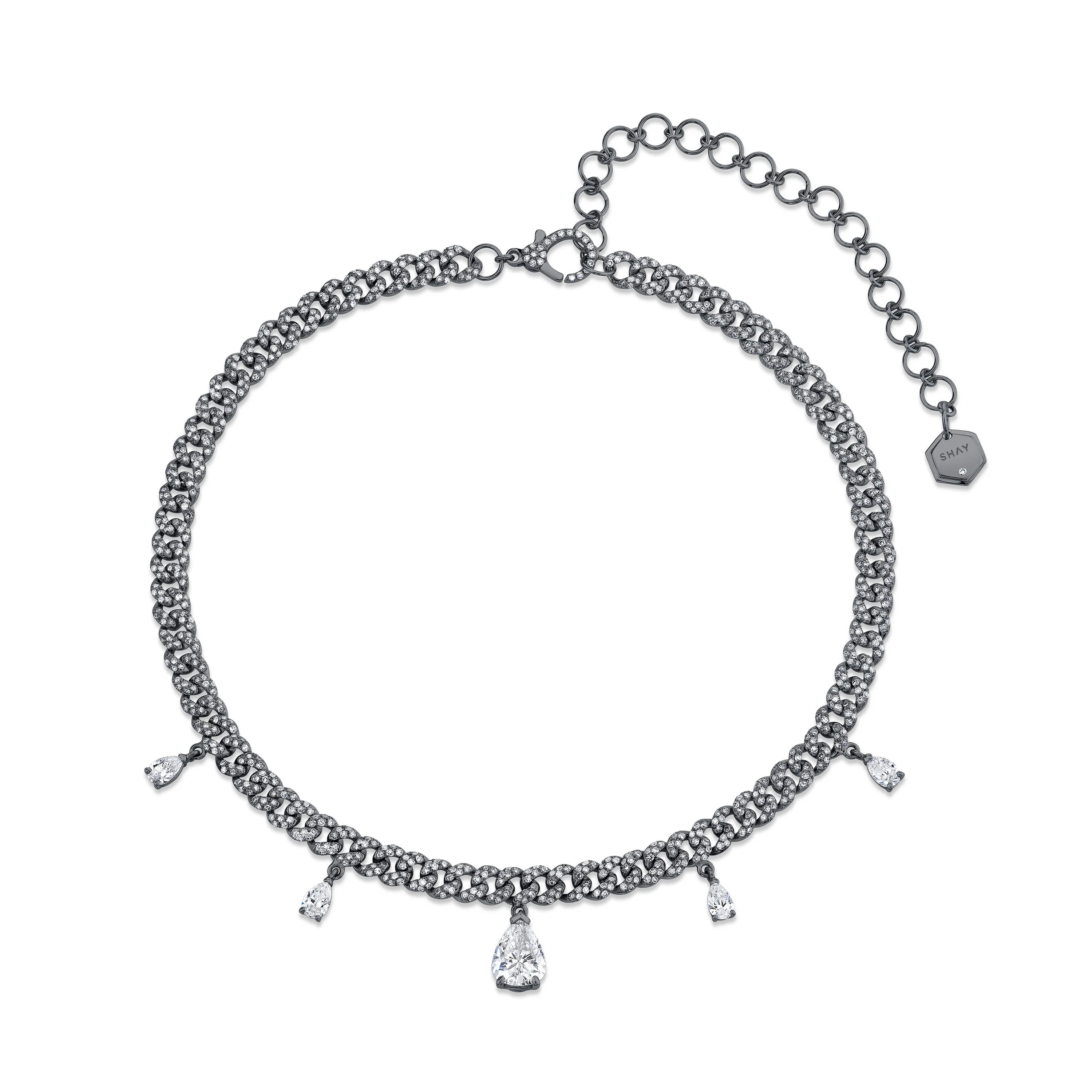 DIAMOND PEAR DROP LINK NECKLACE - Image 4