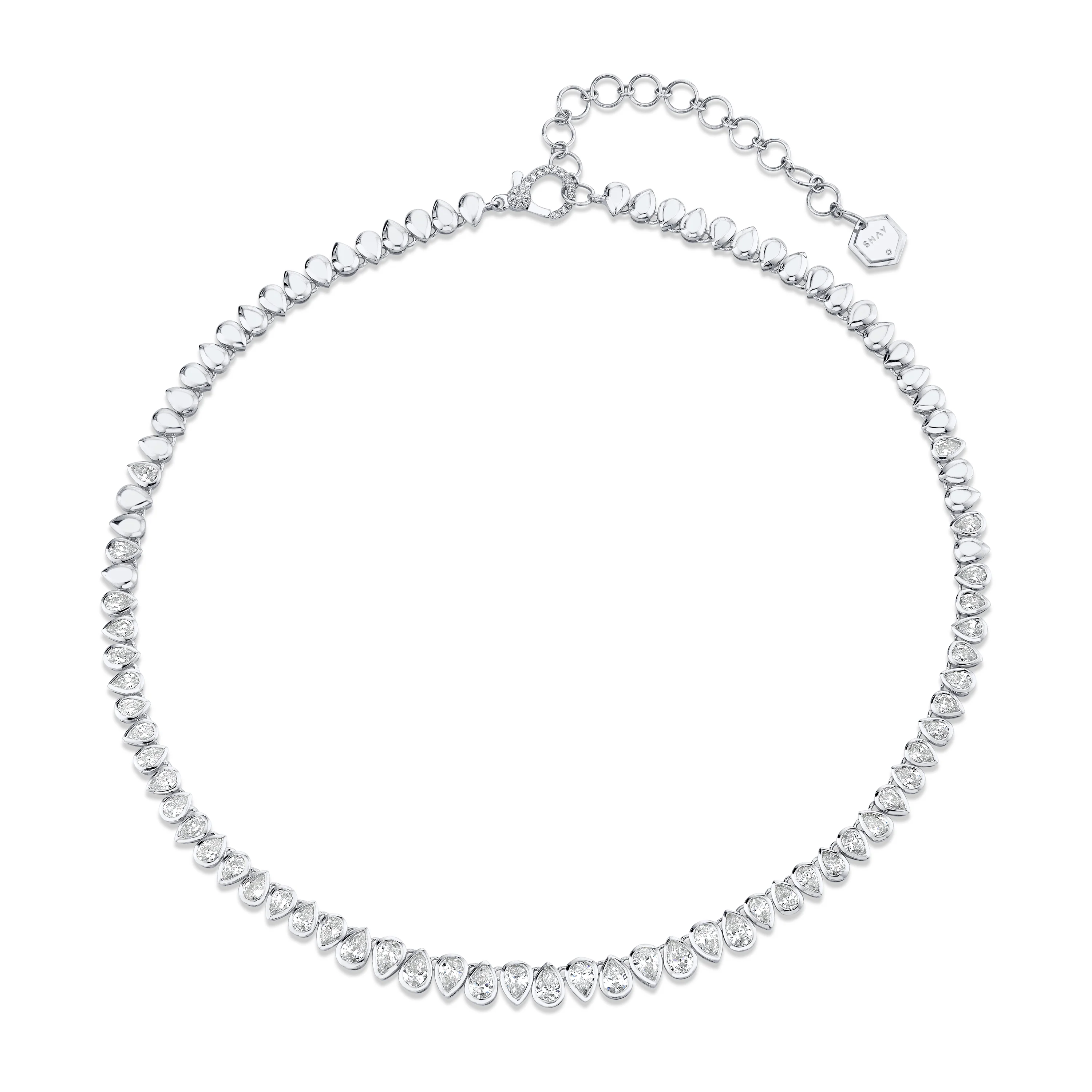 DIAMOND PEAR BEZEL TENNIS NECKLACE - Image 3