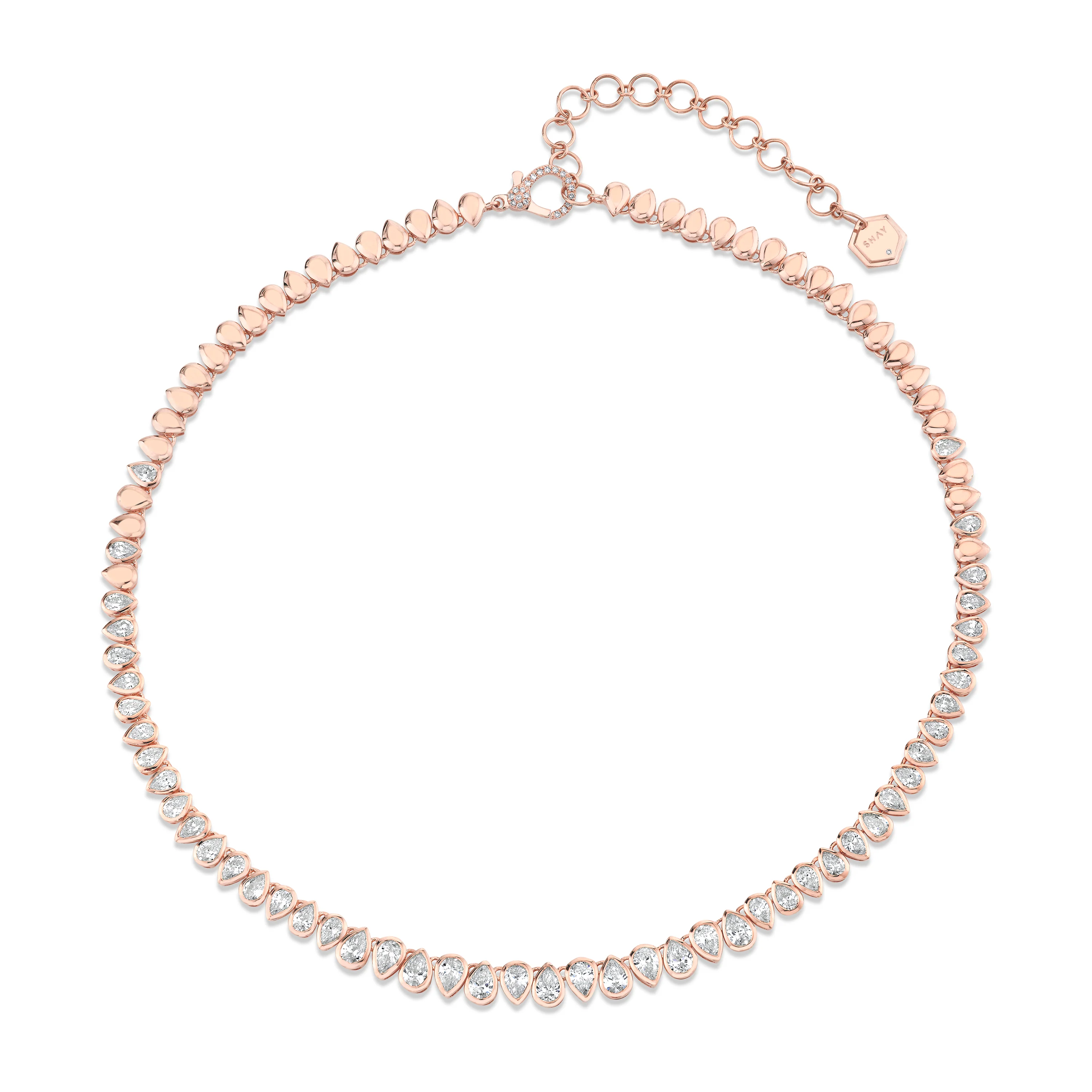 DIAMOND PEAR BEZEL TENNIS NECKLACE - Image 4