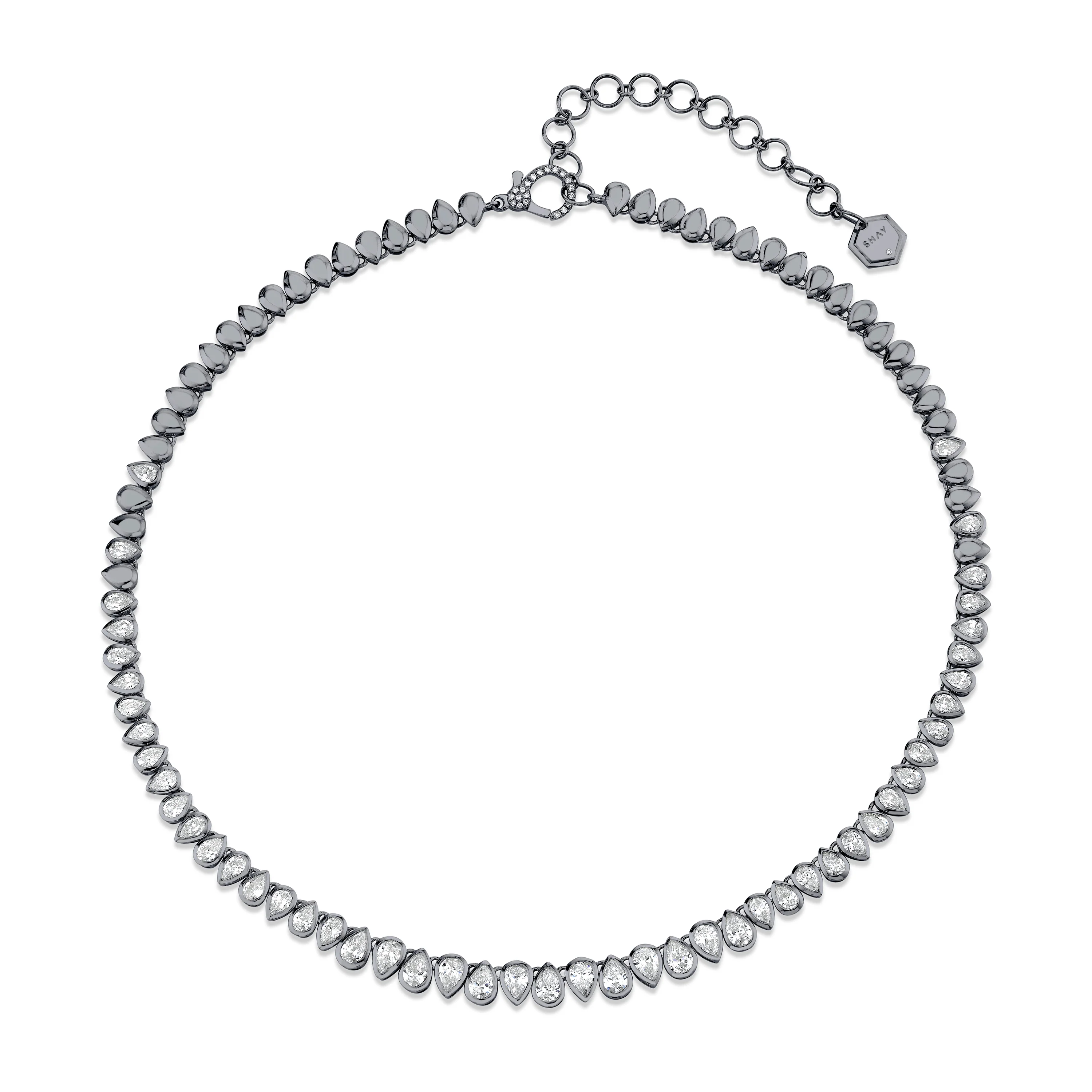 DIAMOND PEAR BEZEL TENNIS NECKLACE - Image 5