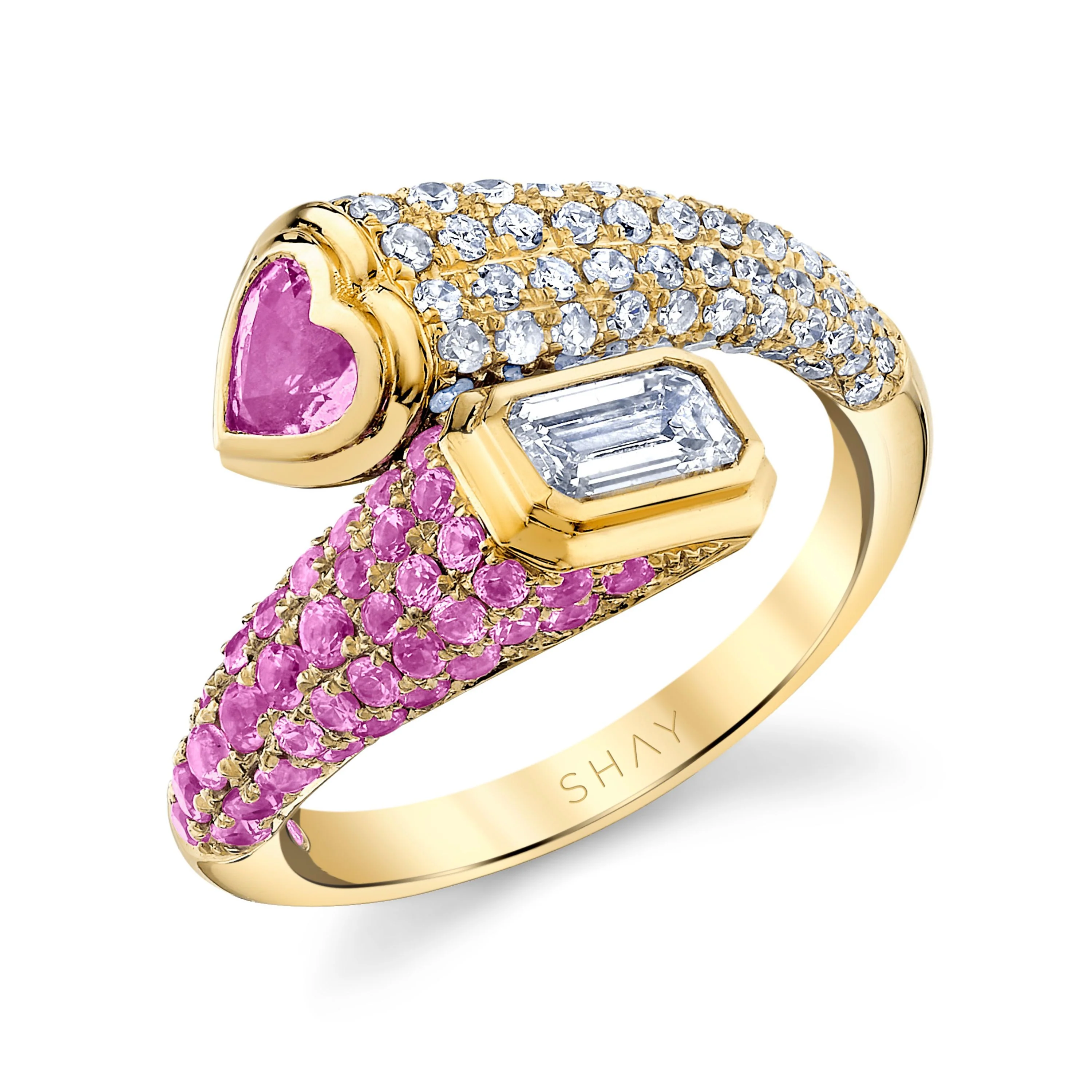 PINK SAPPHIRE & DIAMOND BYPASS PINKY RING