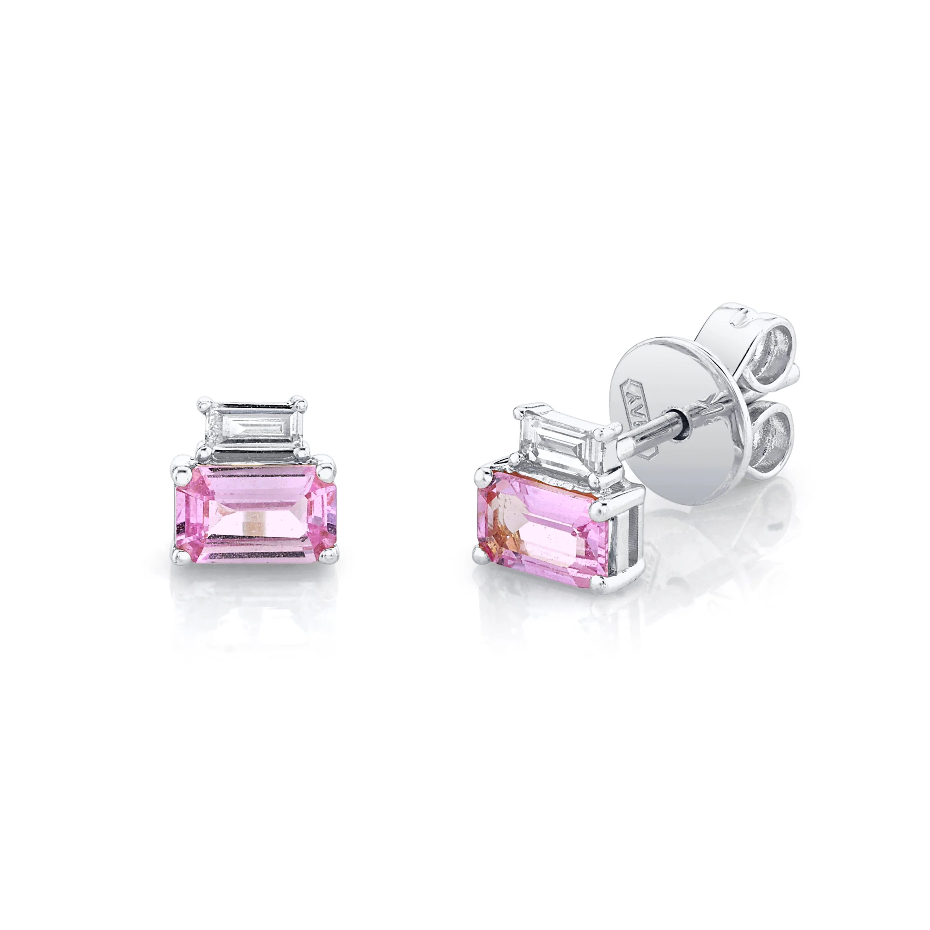 DIAMOND & PINK SAPPHIRE TWO STEP STUDS - Image 3
