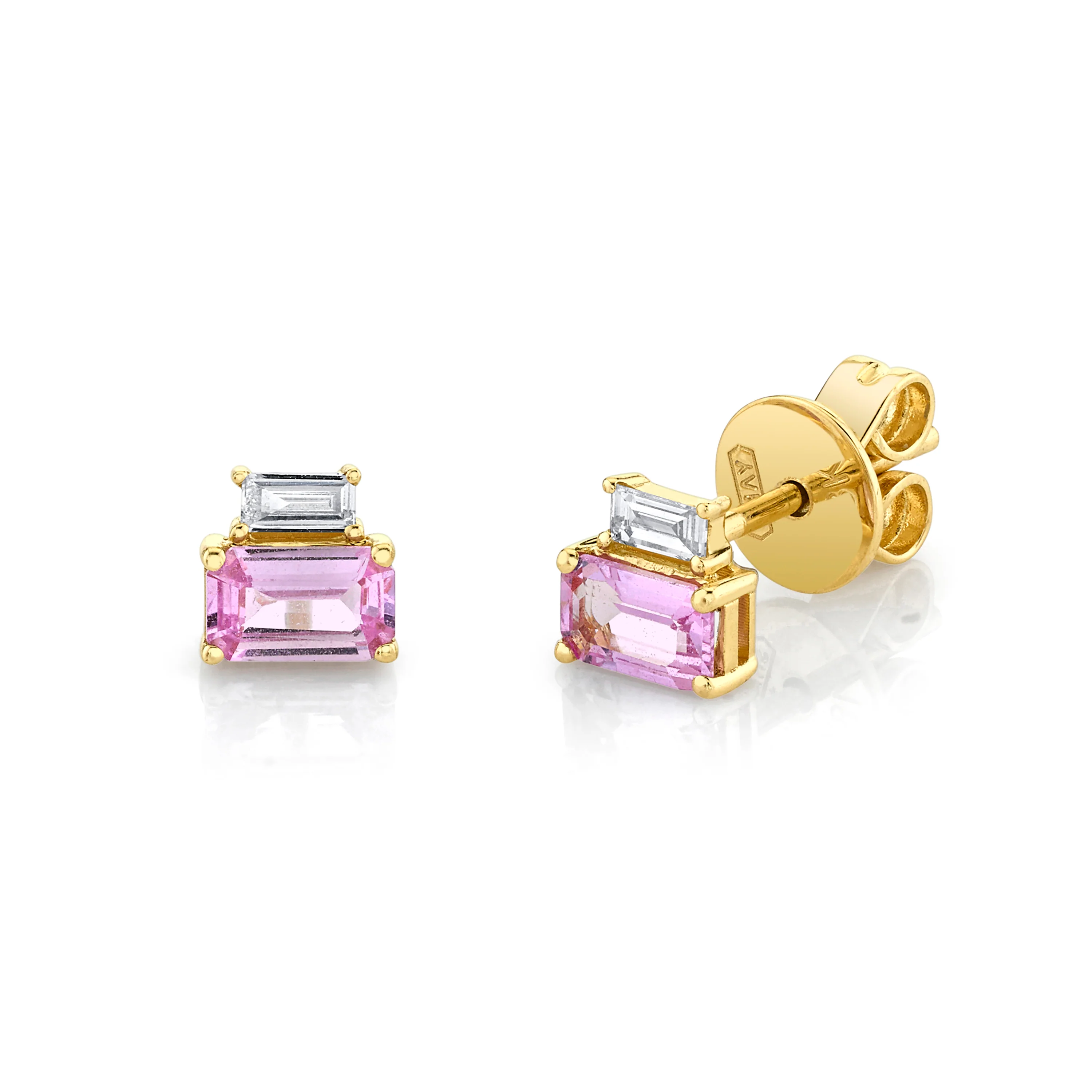 DIAMOND & PINK SAPPHIRE TWO STEP STUDS - Image 4