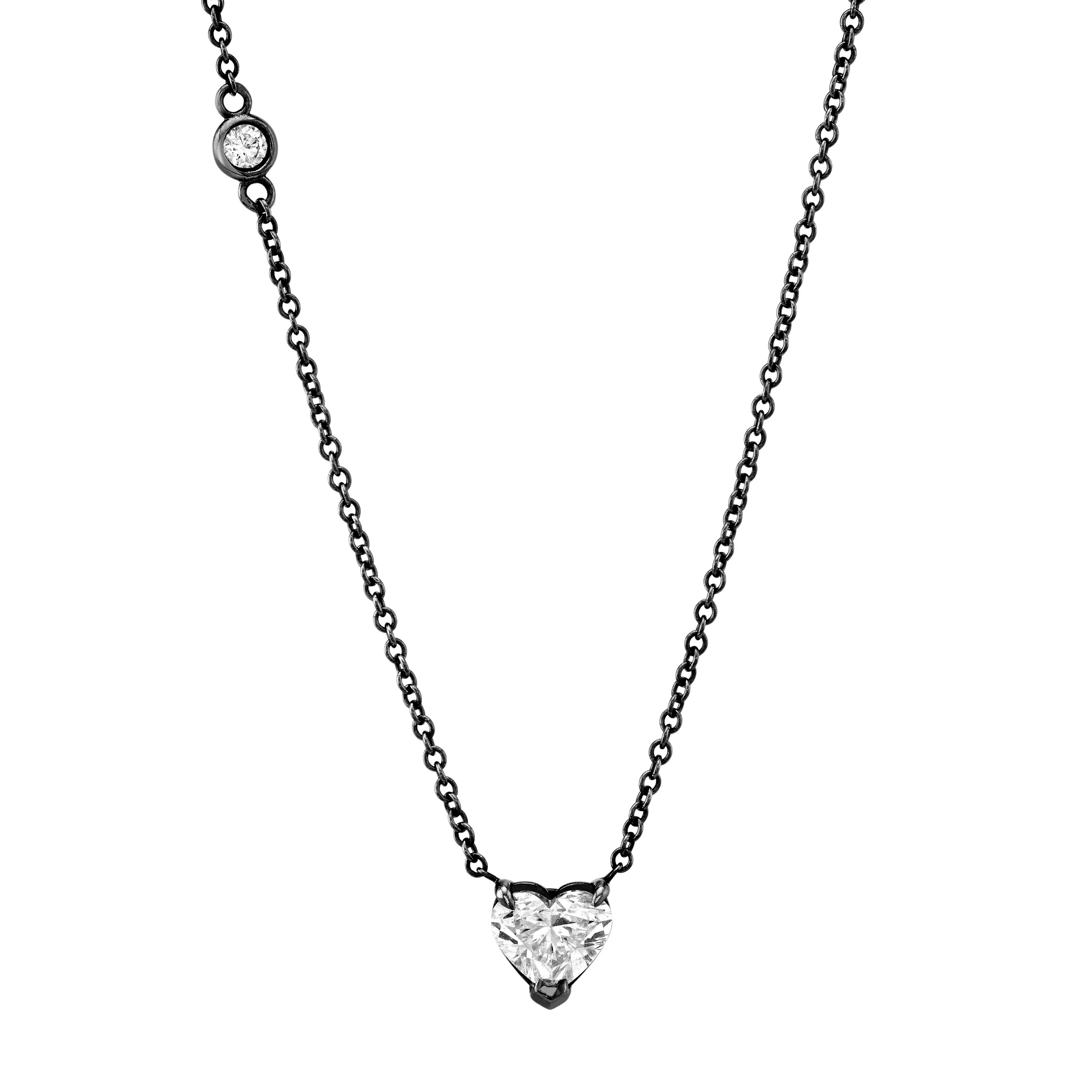 DIAMOND PRONG HEART NECKLACE - Image 5