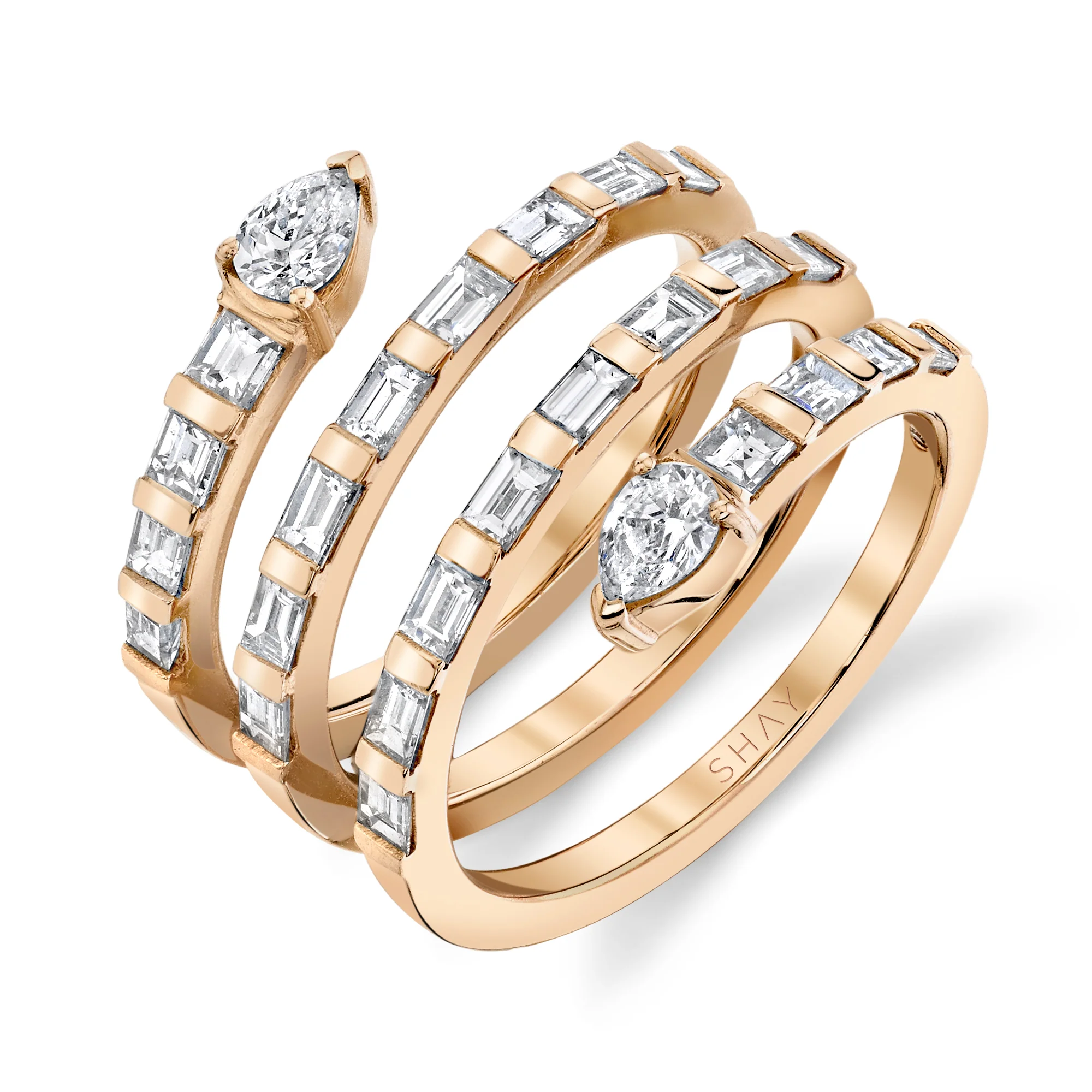 READY TO SHIP DIAMOND QUAD PEAR SPIRAL RING - Image 3